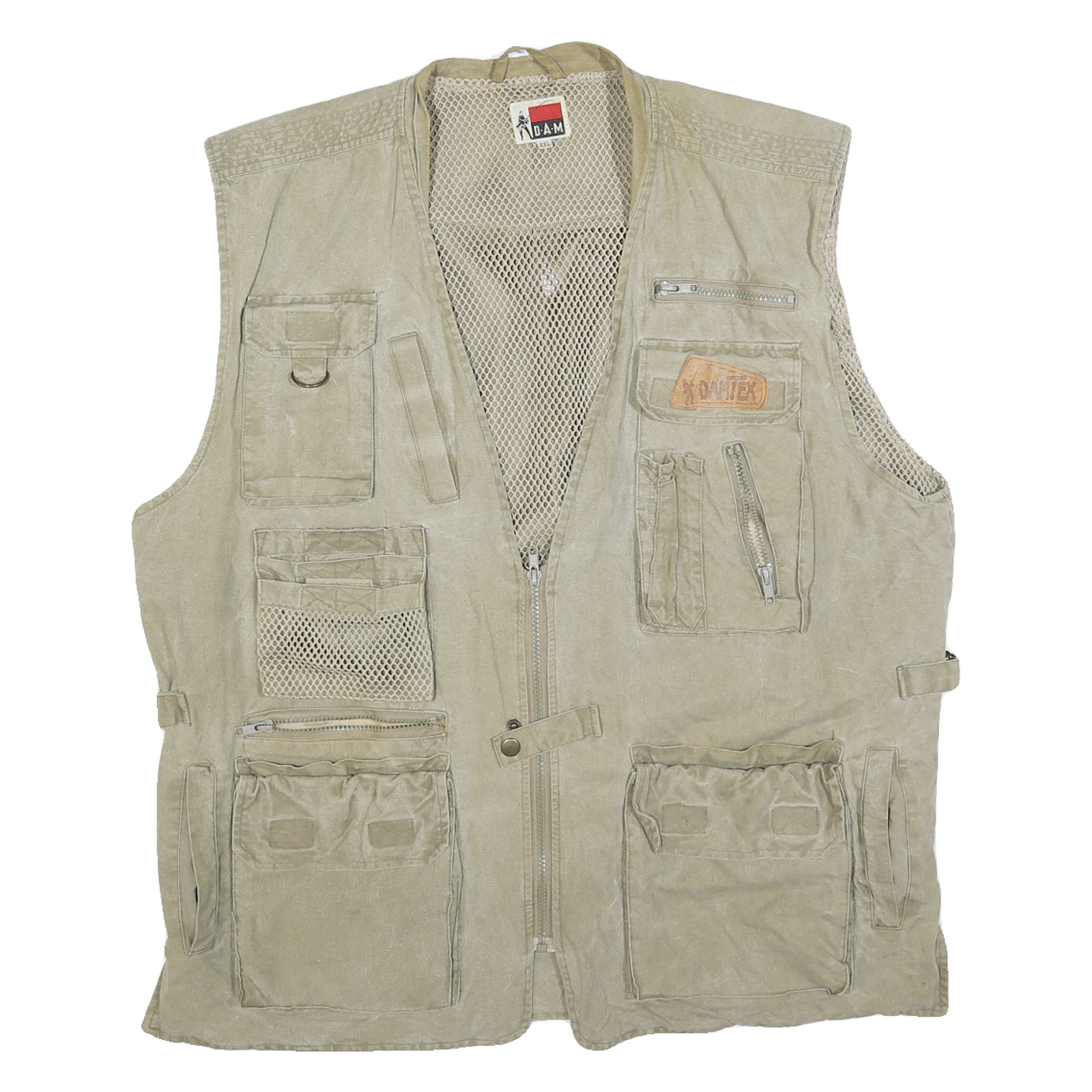 DAM Mens Beige Cotton Blend Zip Jacket 2XL Utility Vest Multi-Pocket Refurbished - N/A refurbished available on Cerqular