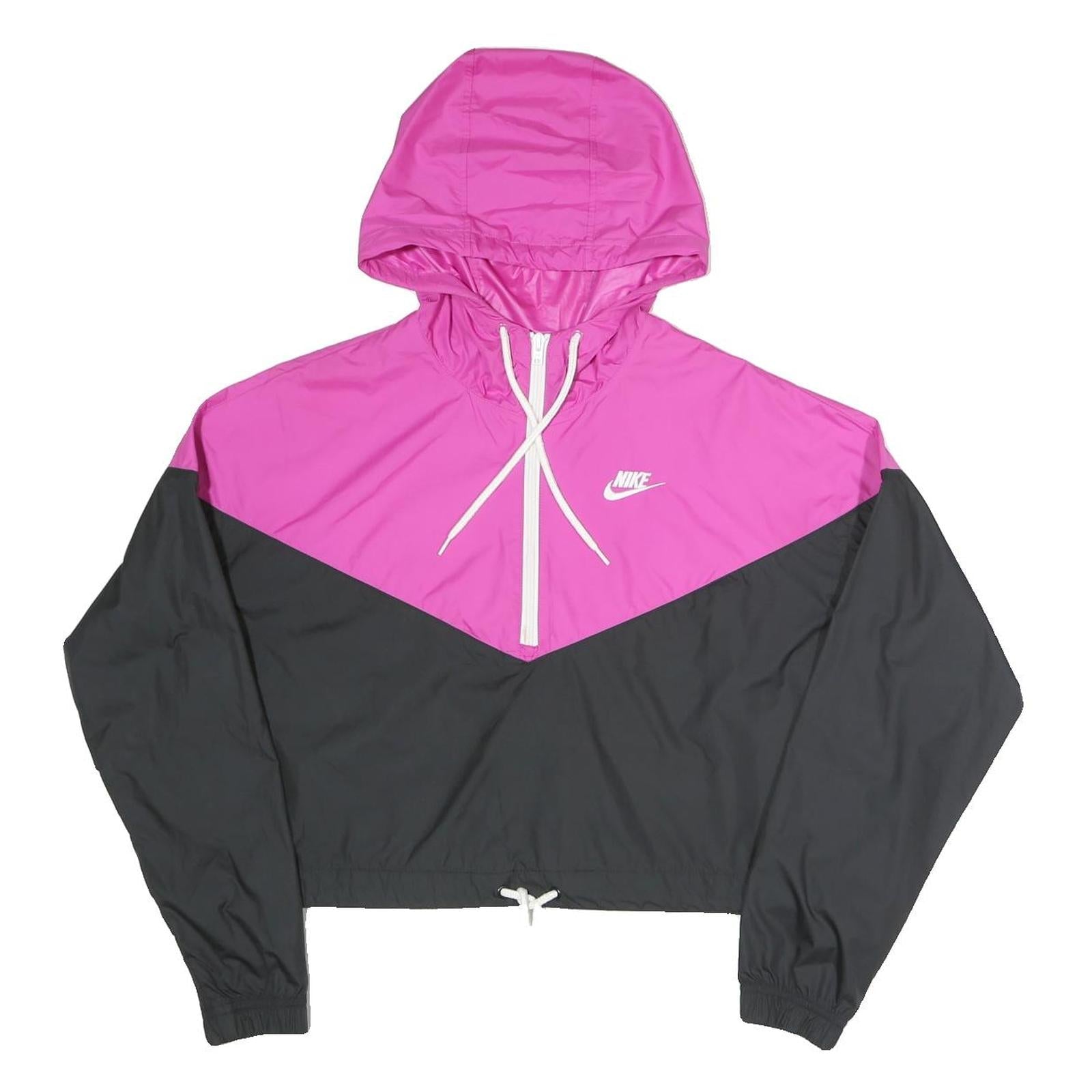 NIKE Womens Pink & Black Windbreaker Jacket M Polyester Blend Plain Zip Hooded Refurbished - N/A refurbished available on Cerqular