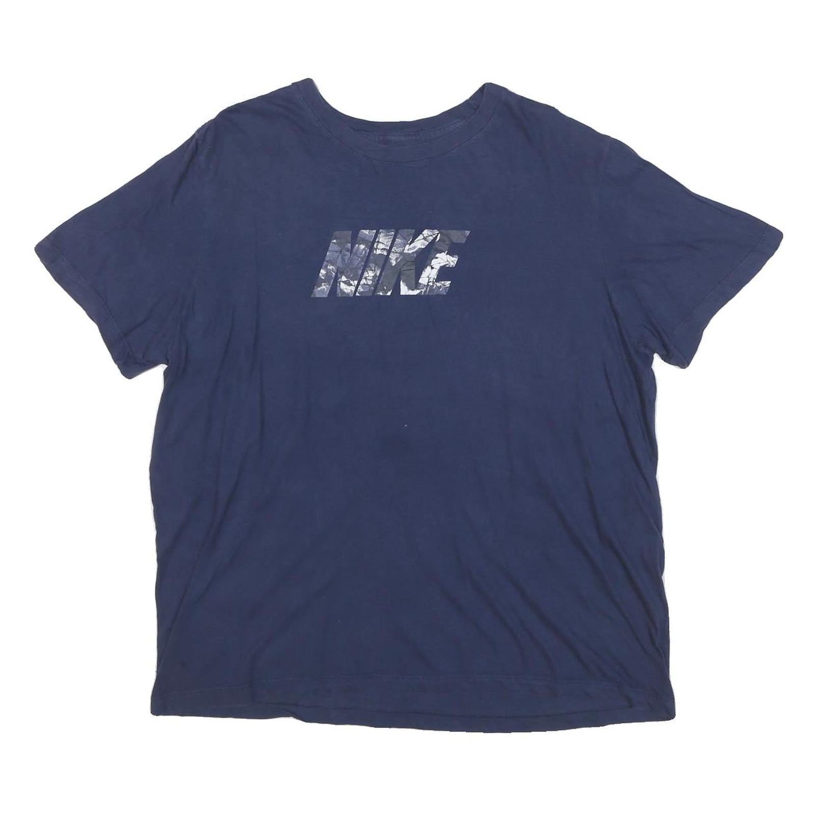 NIKE Mens Navy Blue Graphic T-Shirt XL Short Sleeve Crew Neck Cotton Blend Refurbished - N/A refurbished available on Cerqular