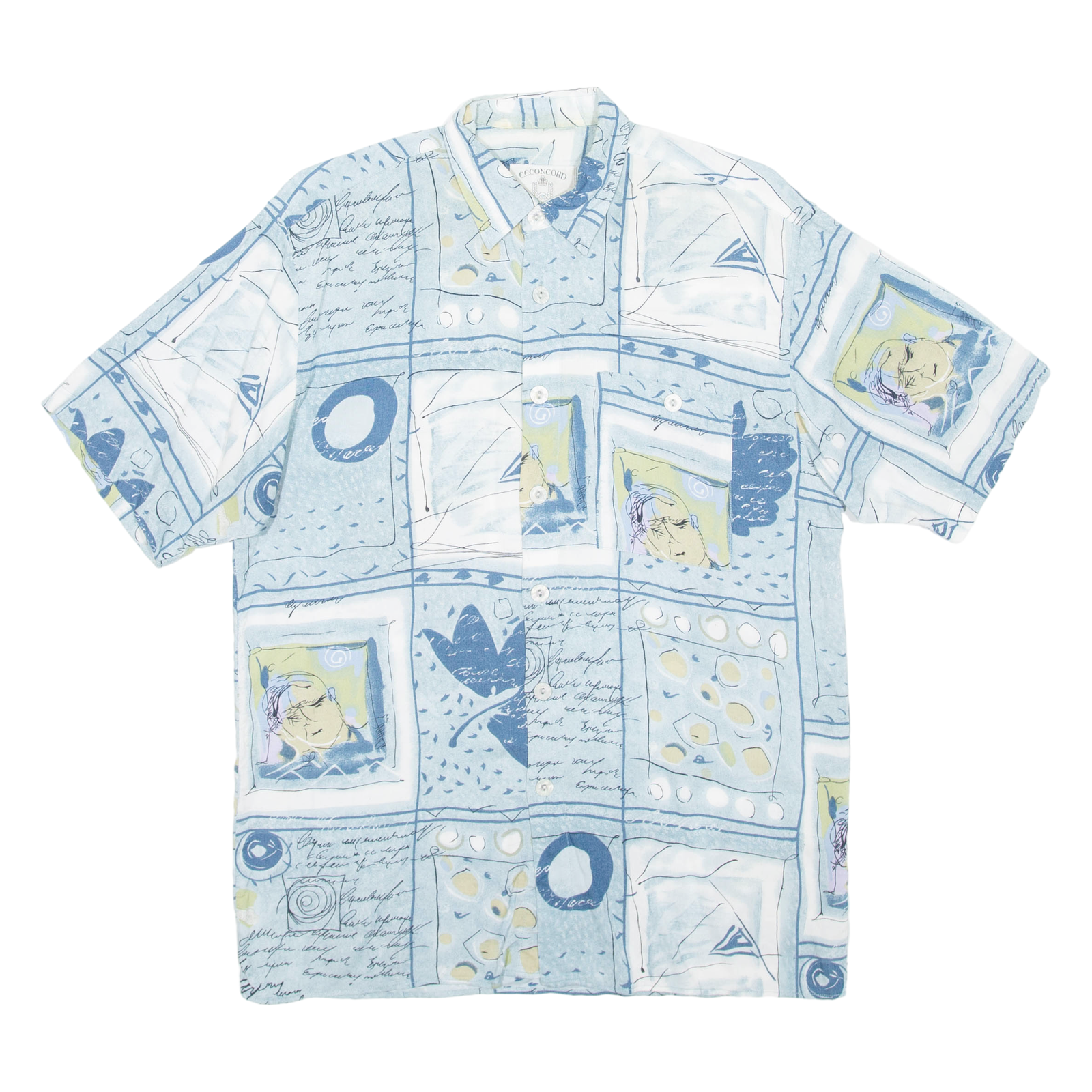 C.C.CONCORD Mens Shirt Blue Crazy Pattern L Refurbished - N/A refurbished available on Cerqular