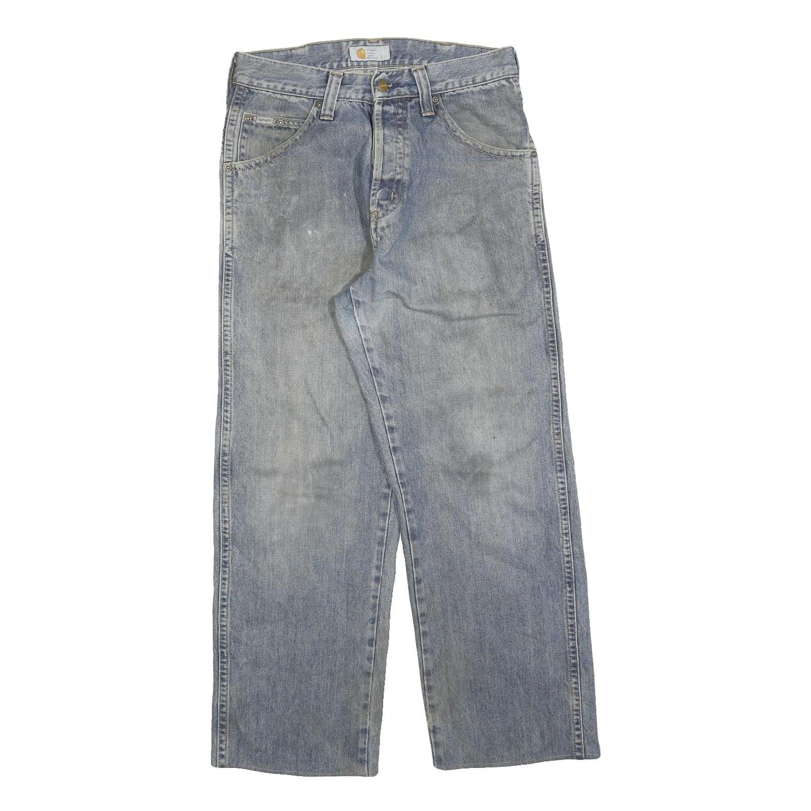 CARHARTT Womens Regular Blue Denim Cotton Blend Jeans W30 L28 Button Closure Refurbished - N/A refurbished available on Cerqular