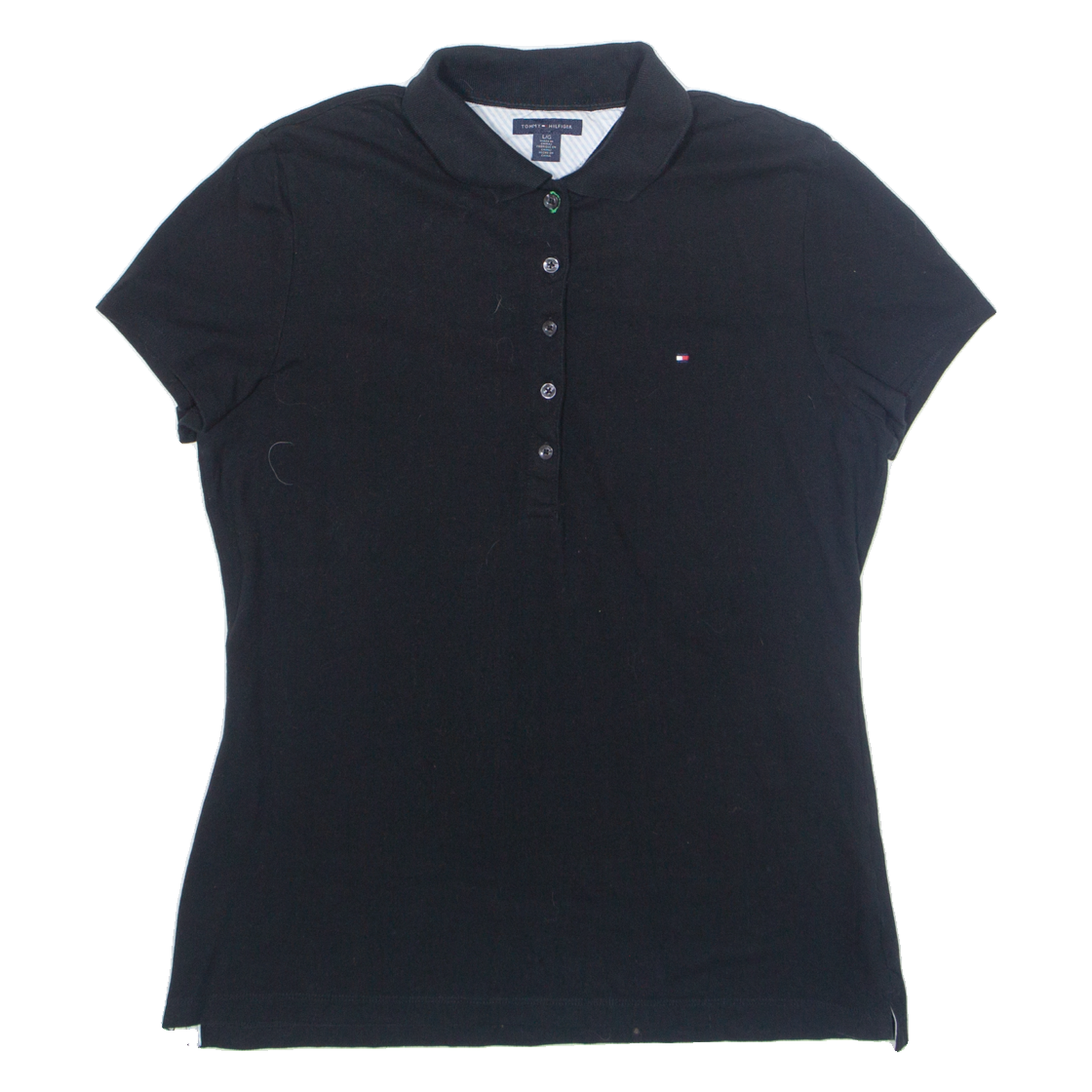 TOMMY HILFIGER Womens Polo Shirt Black L Refurbished - N/A refurbished available on Cerqular
