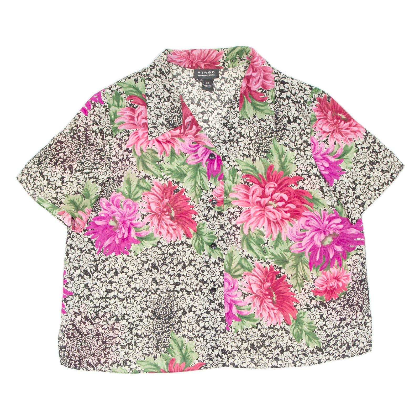 VIRGO Womens Printed Blouse Pink V-Neck Floral UK 20 Refurbished - N/A refurbished available on Cerqular