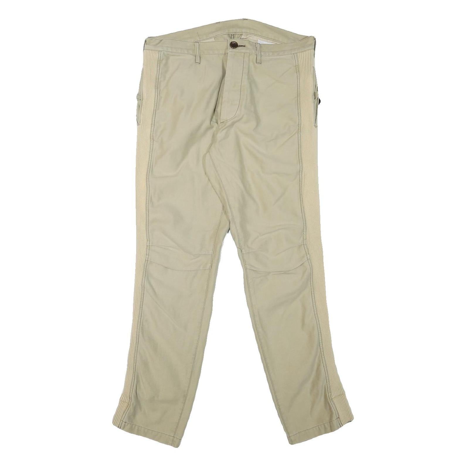WORK NOT WORK Mens Cotton Blend Beige Slim Straight Trousers W34 L31 Stylish Refurbished - N/A refurbished available on Cerqular