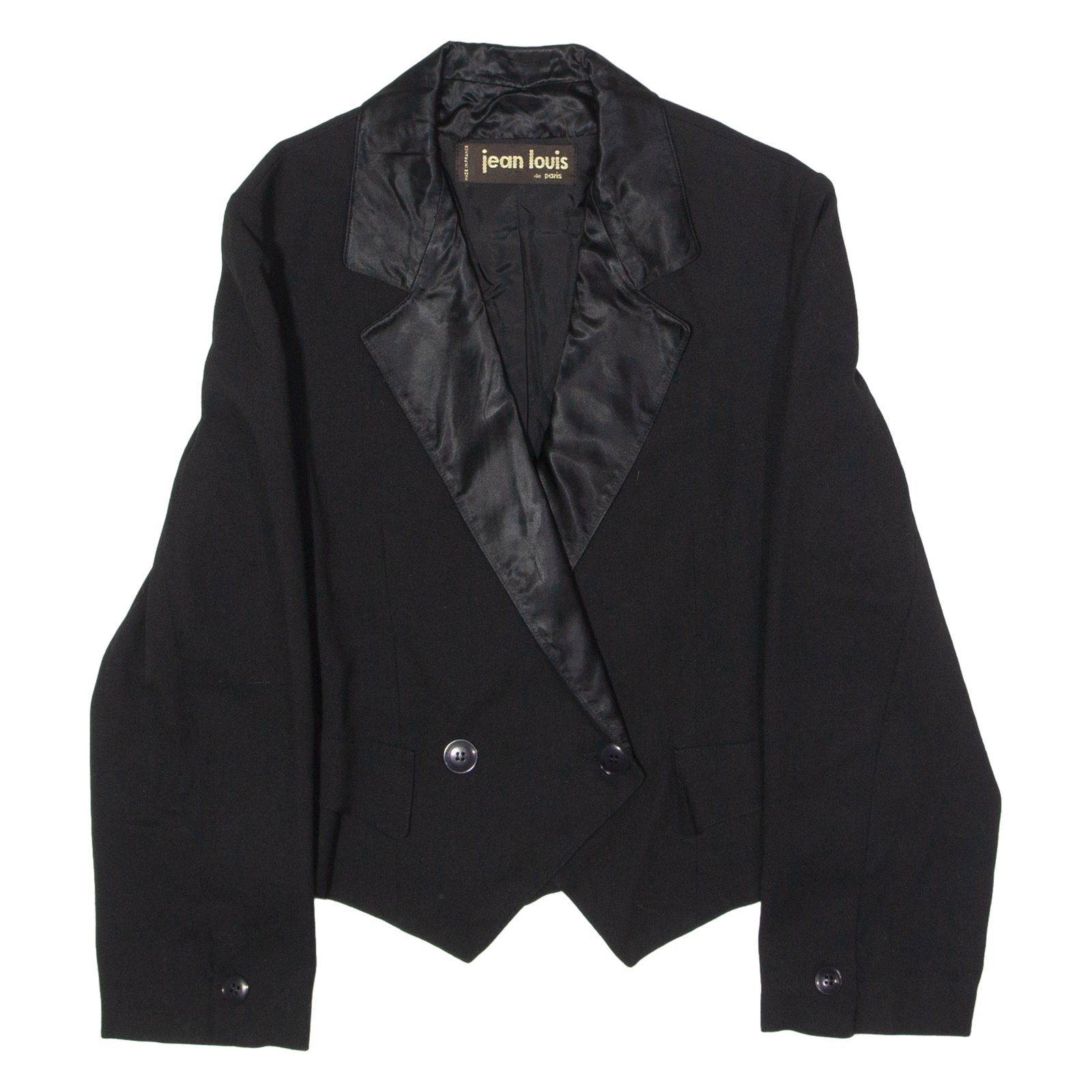 JEAN LOUIS DE PARIS Womens Blazer Jacket Black Wool 80s S Refurbished - N/A refurbished available on Cerqular