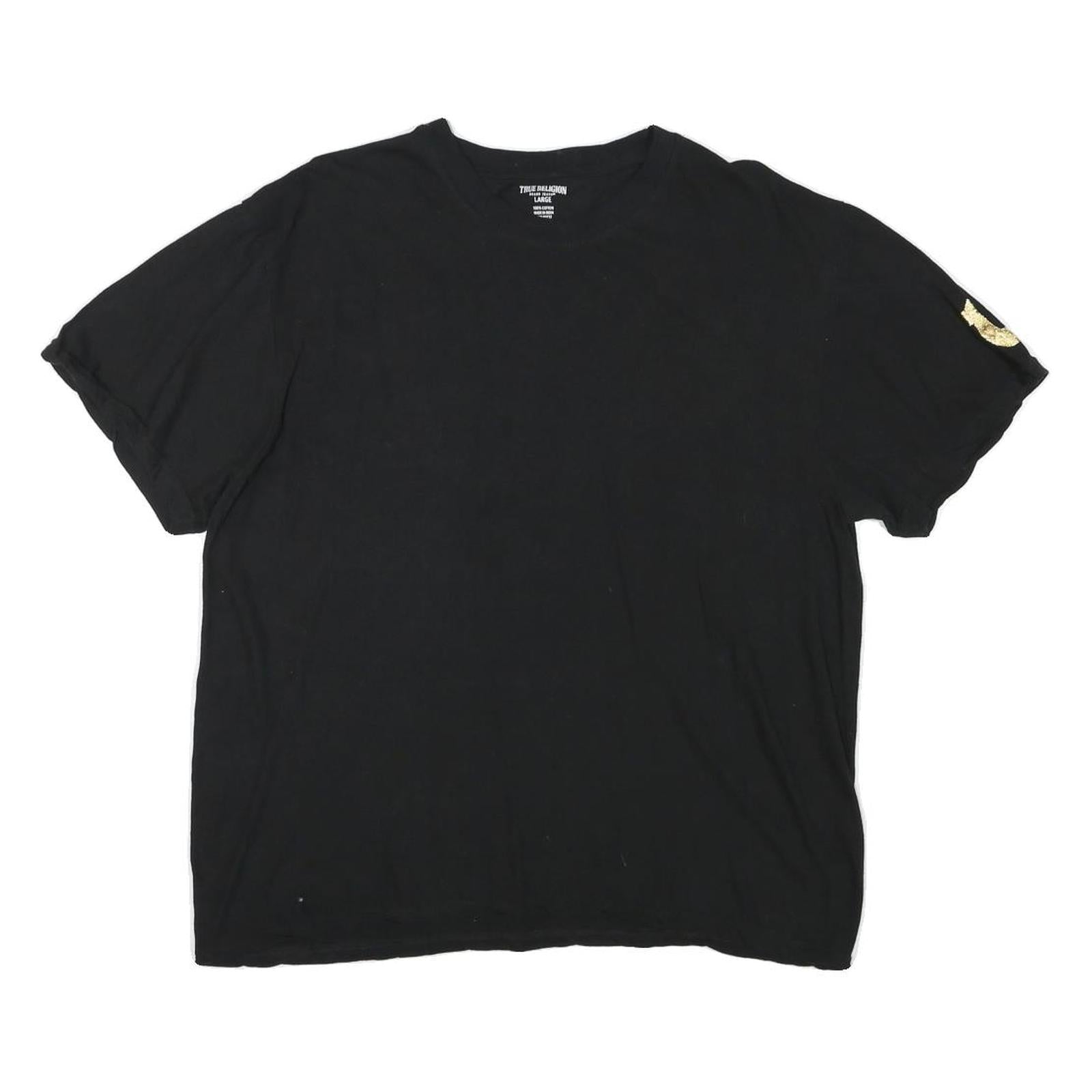 TRUE RELIGION Mens Black L T-Shirt Short Sleeve Crew Neck Logo Sleeve Refurbished - N/A refurbished available on Cerqular