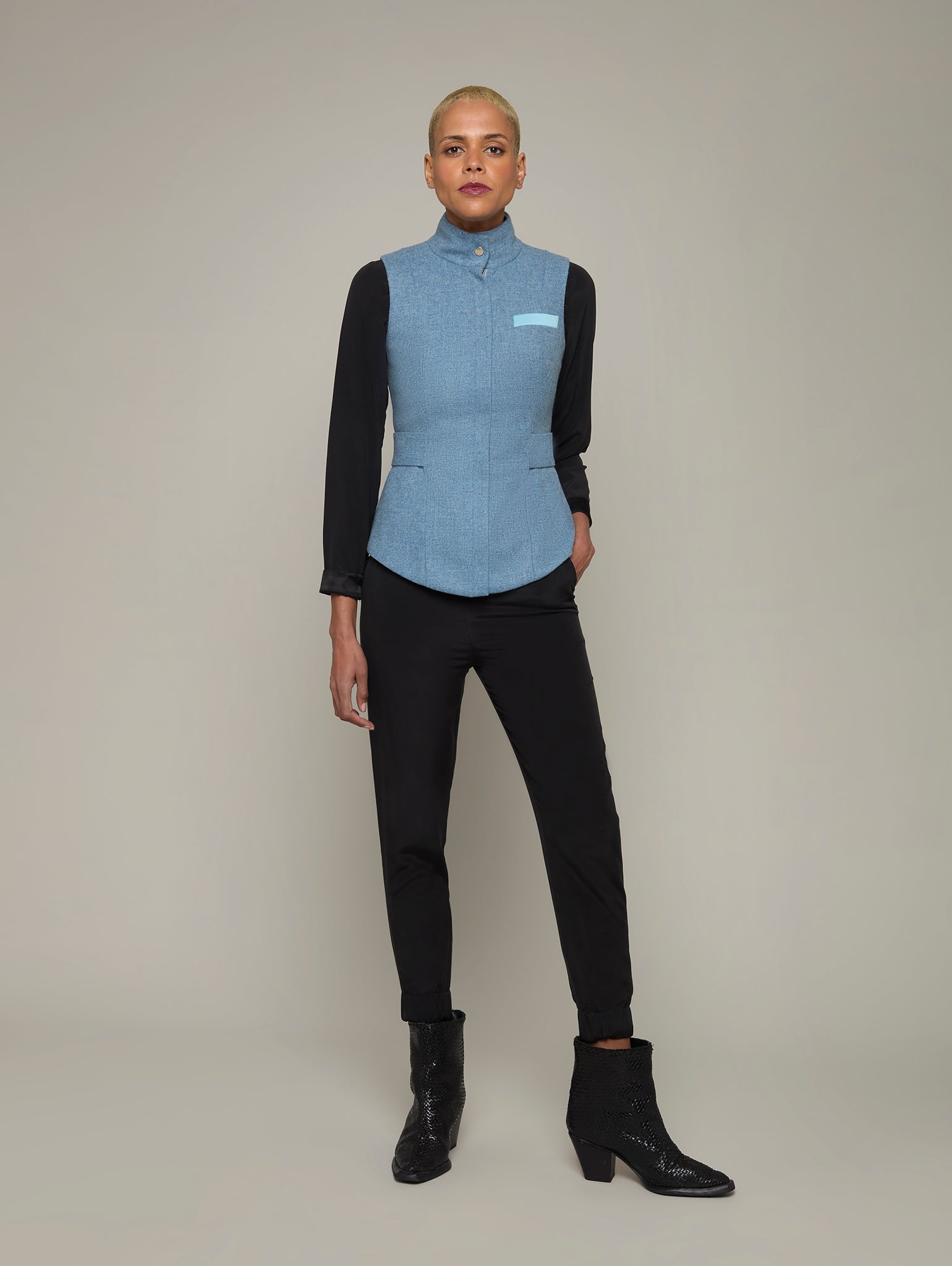 RIDER | Lambswool Tailored Waistcoat | Color: Dusk Blue | Size: XXS Refurbished - N/A refurbished available on Cerqular