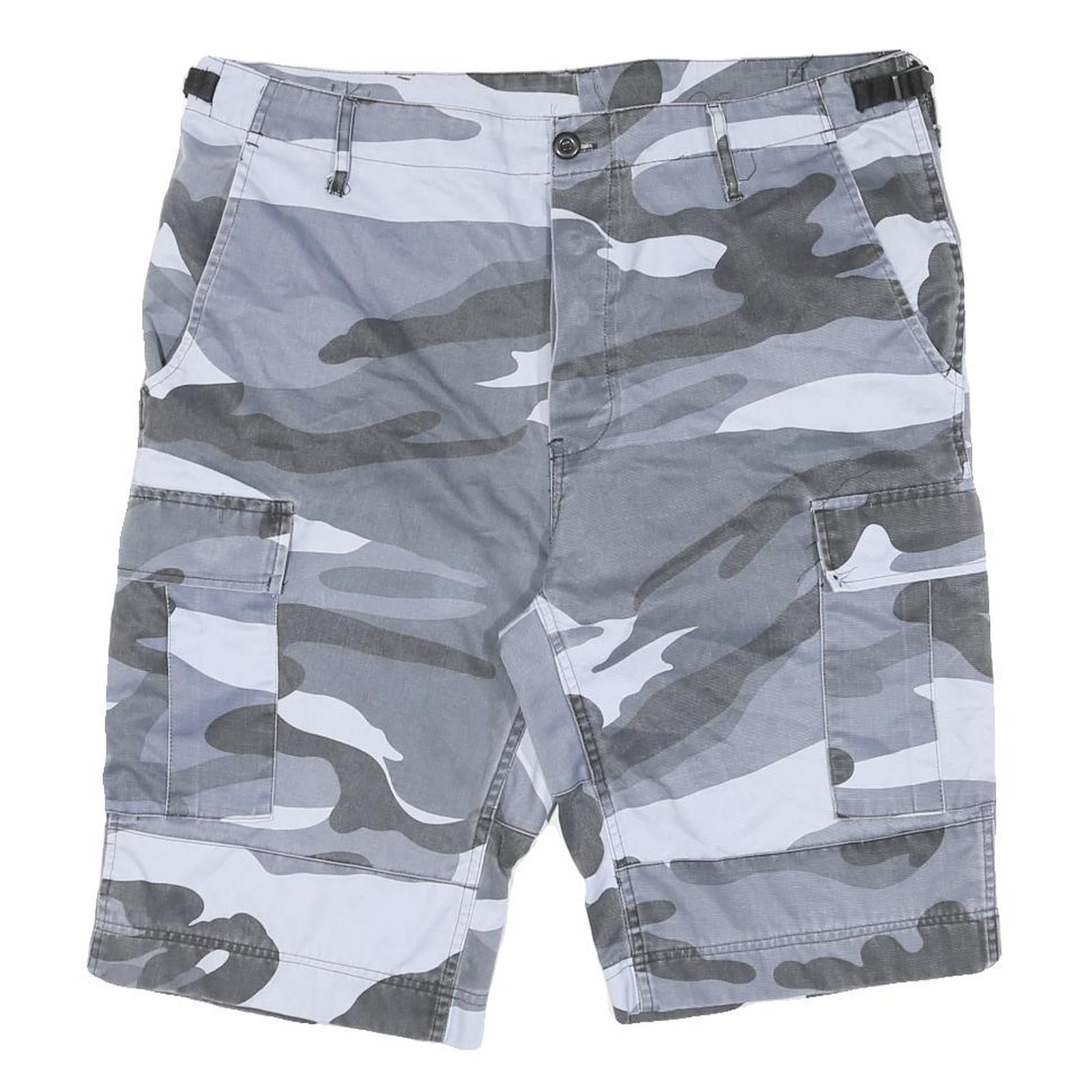 Mens Grey Camouflage Cargo Shorts L W40 Cotton Blend Casual Pocketed Refurbished - N/A refurbished available on Cerqular
