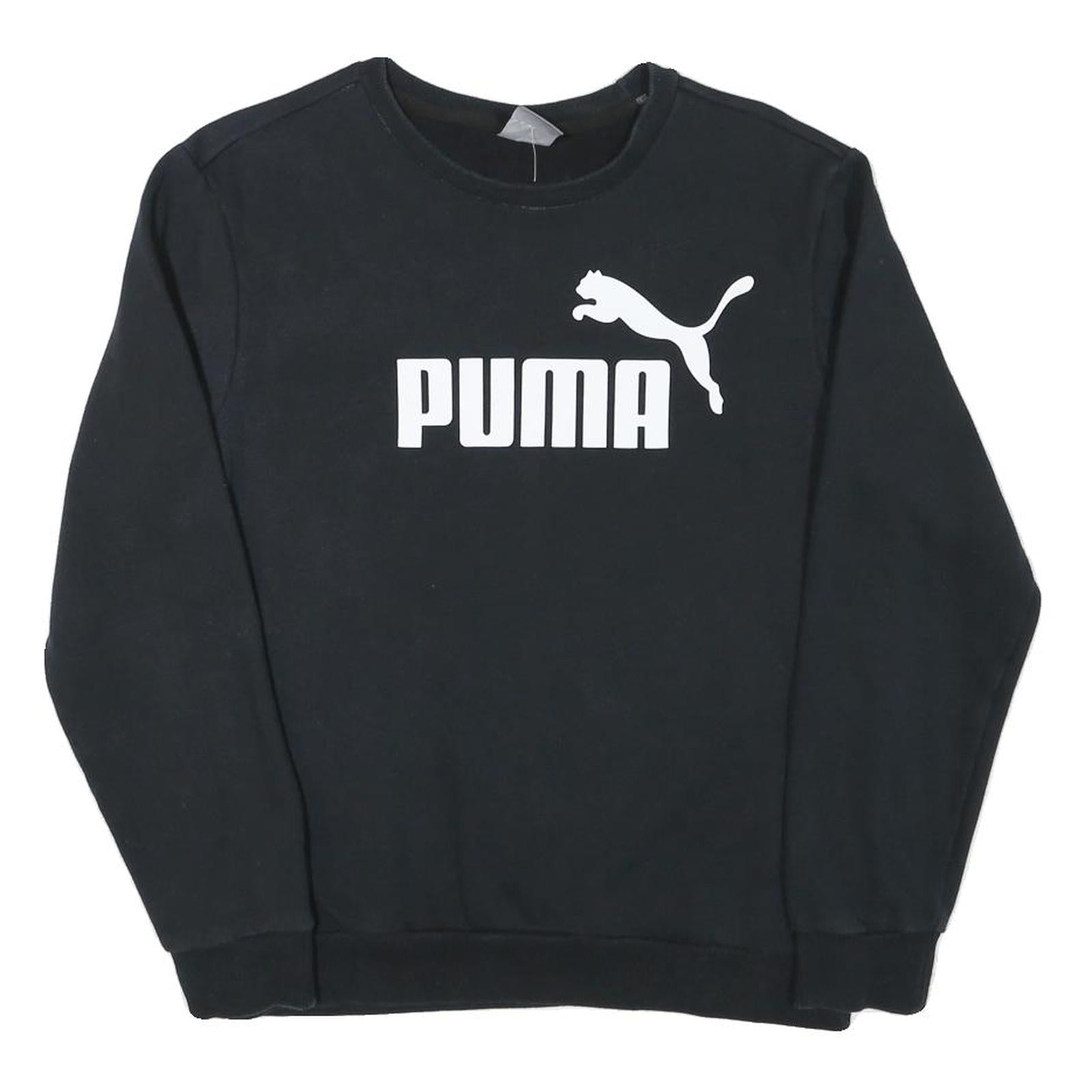 PUMA Mens Black Cotton Blend Crew Neck Sweatshirt S Logo Print Casual Pullover Refurbished - N/A refurbished available on Cerqular