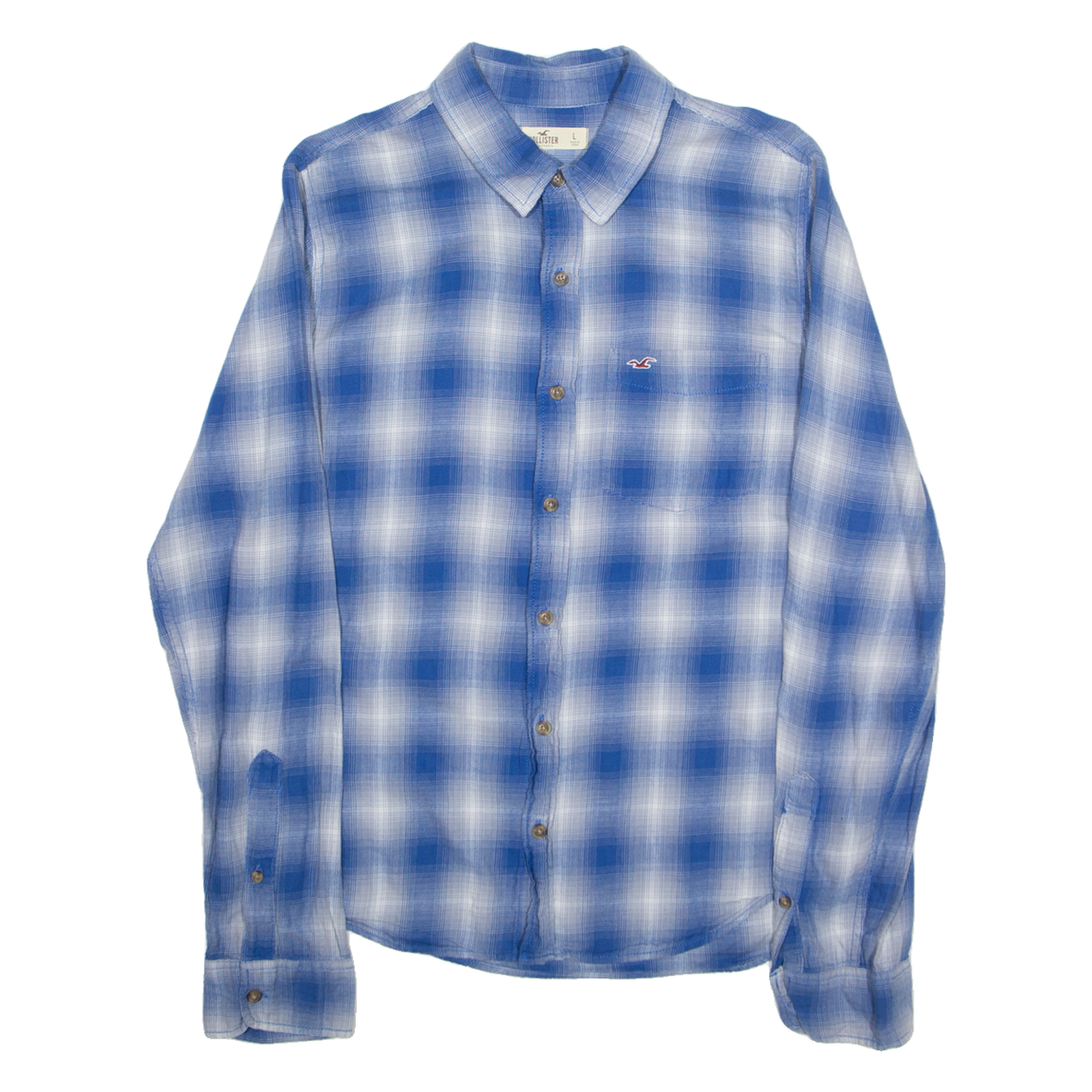 HOLLISTER Mens Shirt Blue Check Long Sleeve L Refurbished - N/A refurbished available on Cerqular