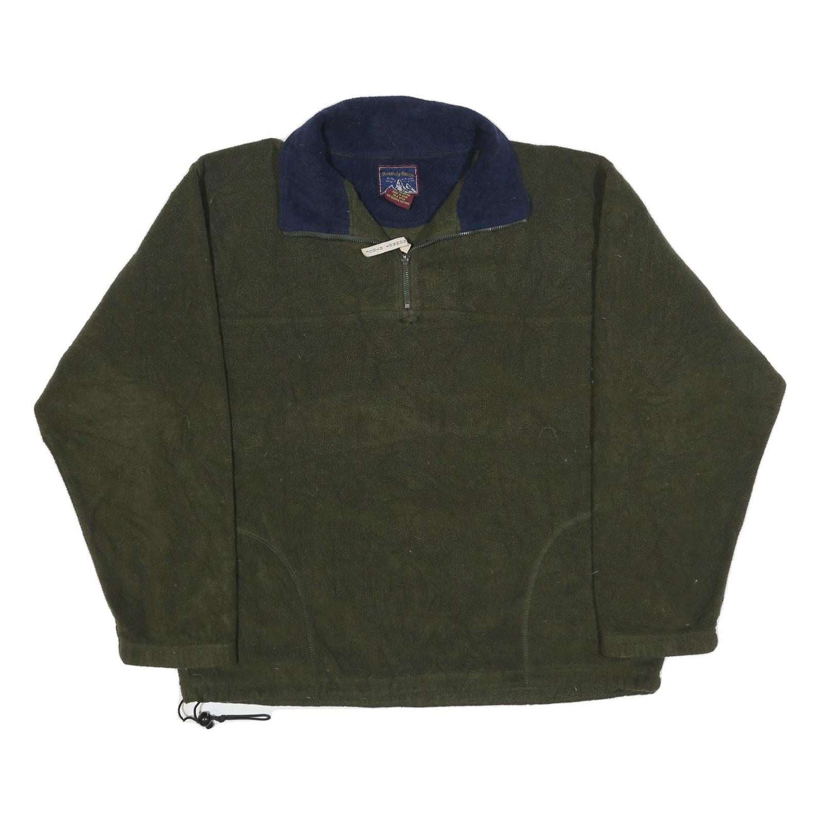ROUNDY RIDGE Mens Green Navy Polyester Plain 1/4 Zip Pullover Jumper M Outdoor Refurbished - N/A refurbished available on Cerqular