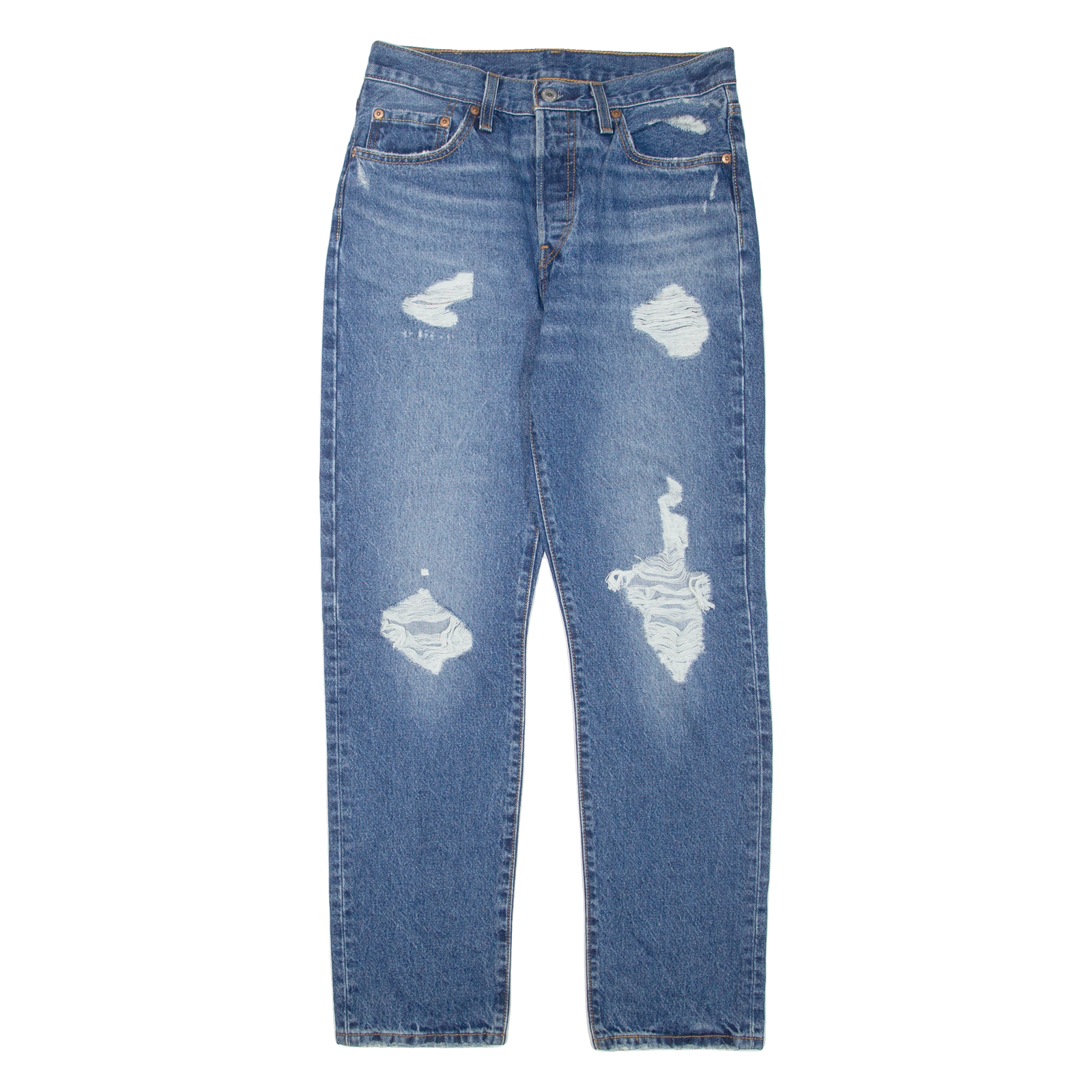 LEVI'S 501 Jeans Distressed Womens Blue Regular Straight W27 L30 Refurbished - N/A refurbished available on Cerqular