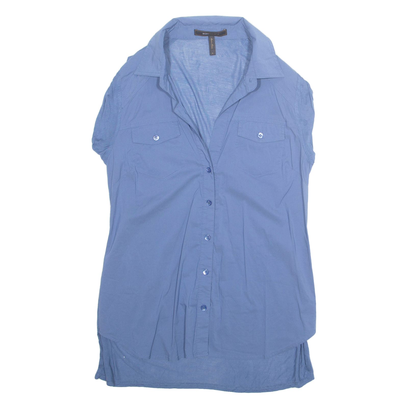 BCBGMAXAZRIA Womens Top Blue V-Neck Sleeveless M Refurbished - N/A refurbished available on Cerqular