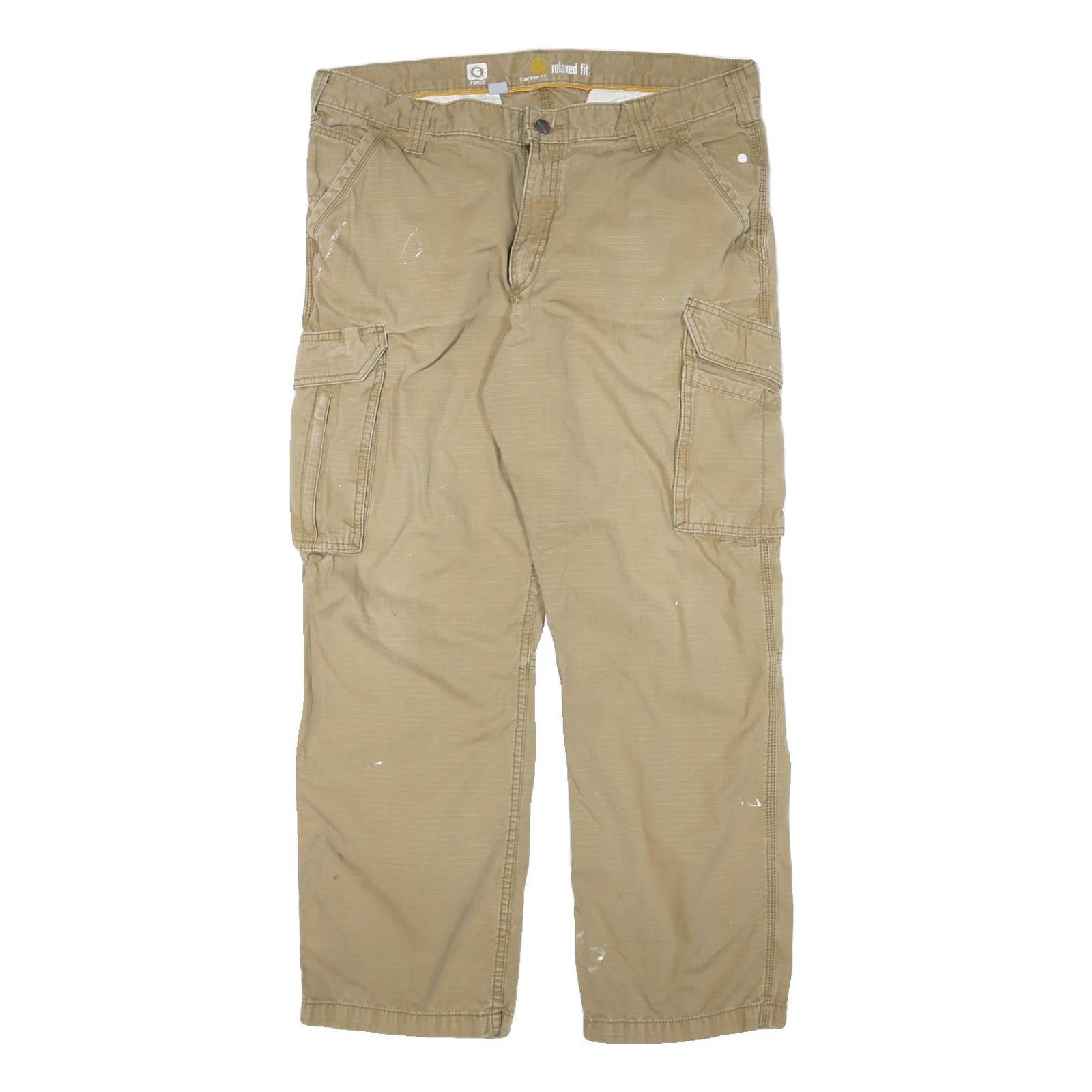 CARHARTT Mens Cotton Blend Beige Relaxed Cargo Trousers W38 L30 Workwear Refurbished - N/A refurbished available on Cerqular