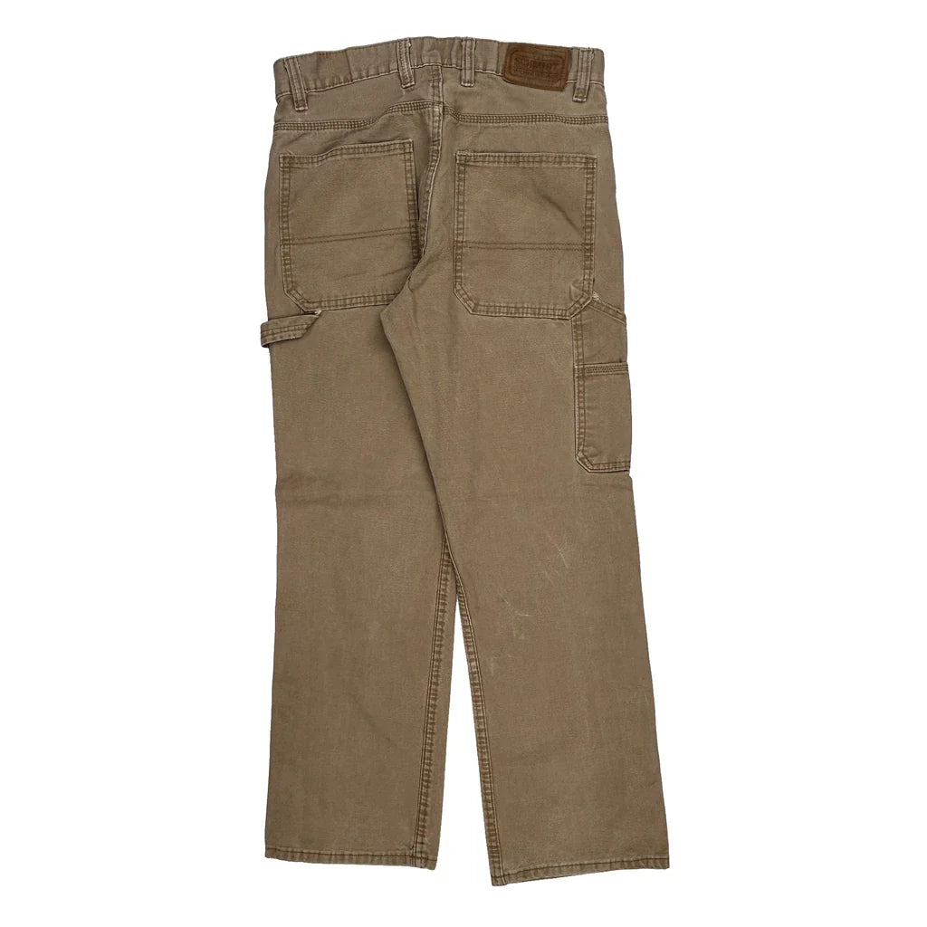 Schmidt Carpenter Trousers - 32W 30L Brown Cotton Refurbished - Thrifted (note: this is a term often used to describe second- refurbished available on Cerqular