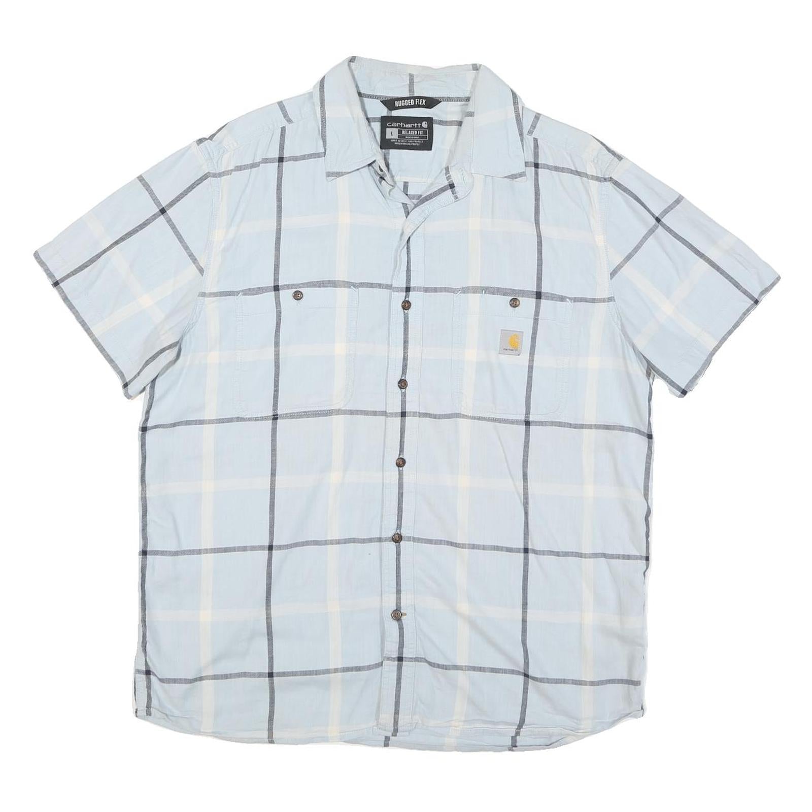 CARHARTT Mens Blue & Cream Check Shirt L Rugged Flex Button Down Casual Refurbished - N/A refurbished available on Cerqular