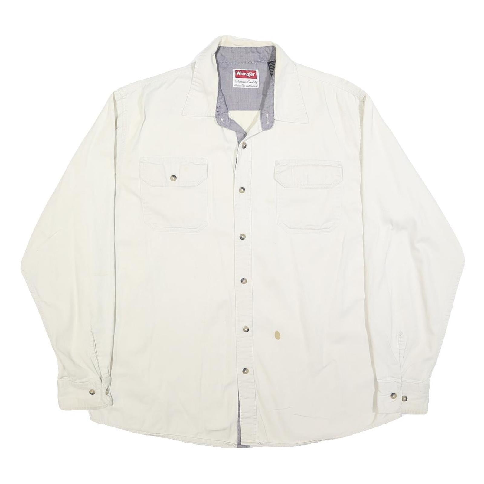WRANGLER Mens White Cotton Blend Casual Shirt L Long Sleeve Button Up Refurbished - N/A refurbished available on Cerqular