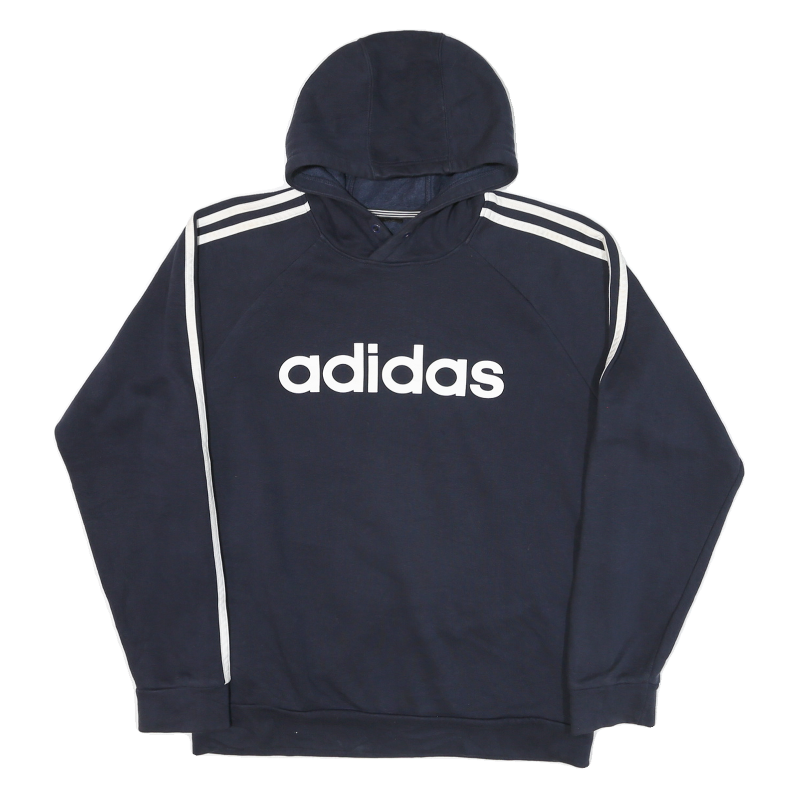 ADIDAS Mens Blue & White Pullover M Cotton Blend Jersey Drawstring Hoodie Refurbished - N/A refurbished available on Cerqular