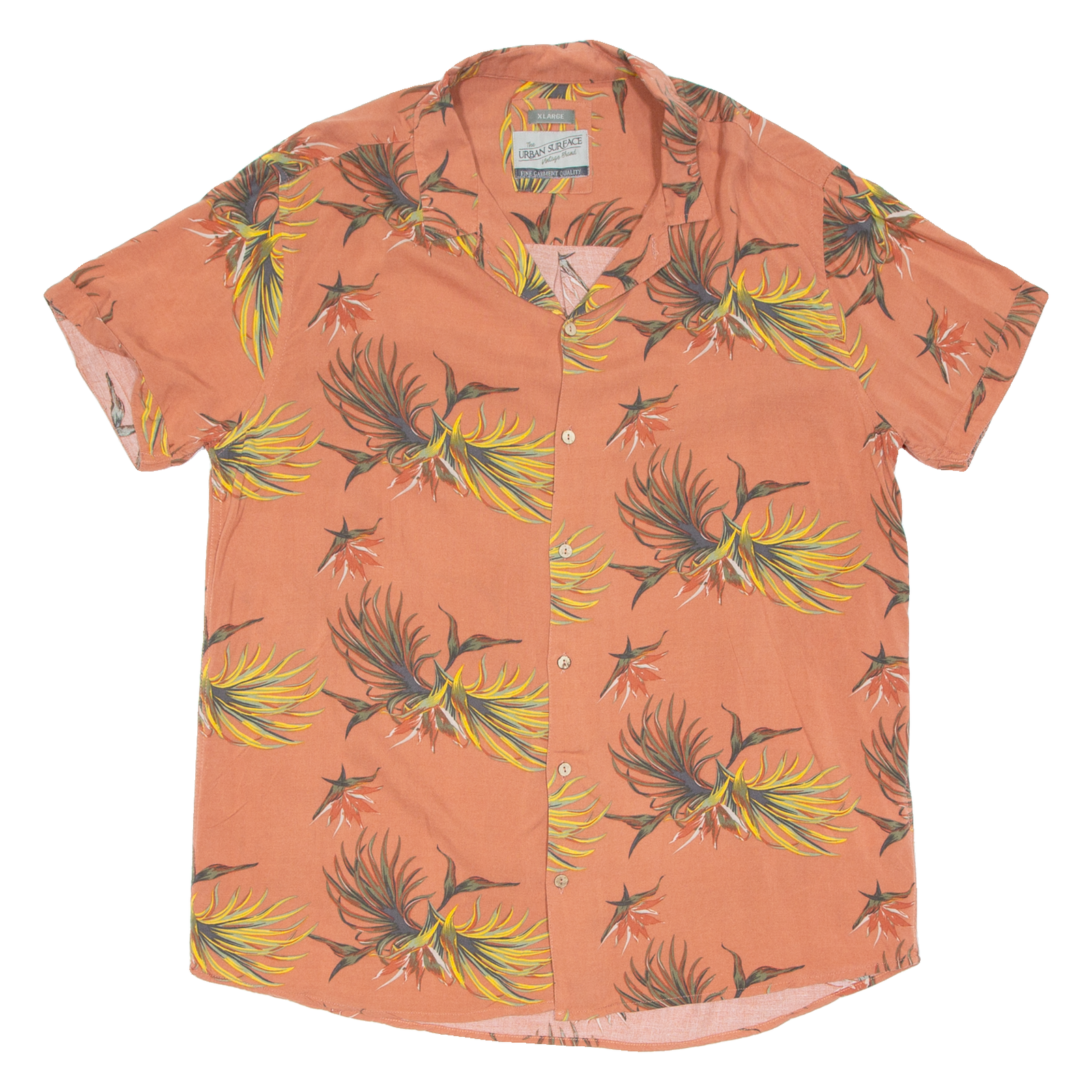 THE URBAN SURFACE Mens Hawaiian Shirt Orange Viscose Floral XL Refurbished - N/A refurbished available on Cerqular