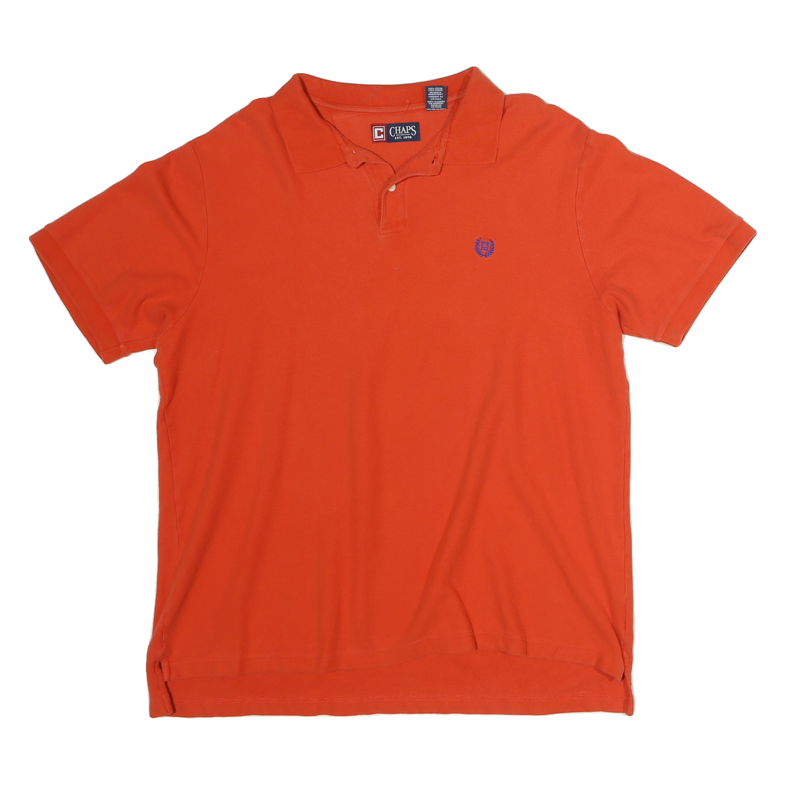 CHAPS Mens Orange Short Sleeve Plain XL Cotton Polo Shirt Casual Classic Refurbished - N/A refurbished available on Cerqular