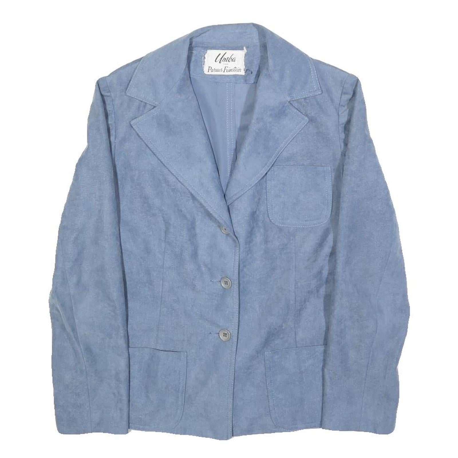 UMBA Womens Blue Button Jacket S Polyester Tailored Plain Stylish Classic Refurbished - N/A refurbished available on Cerqular