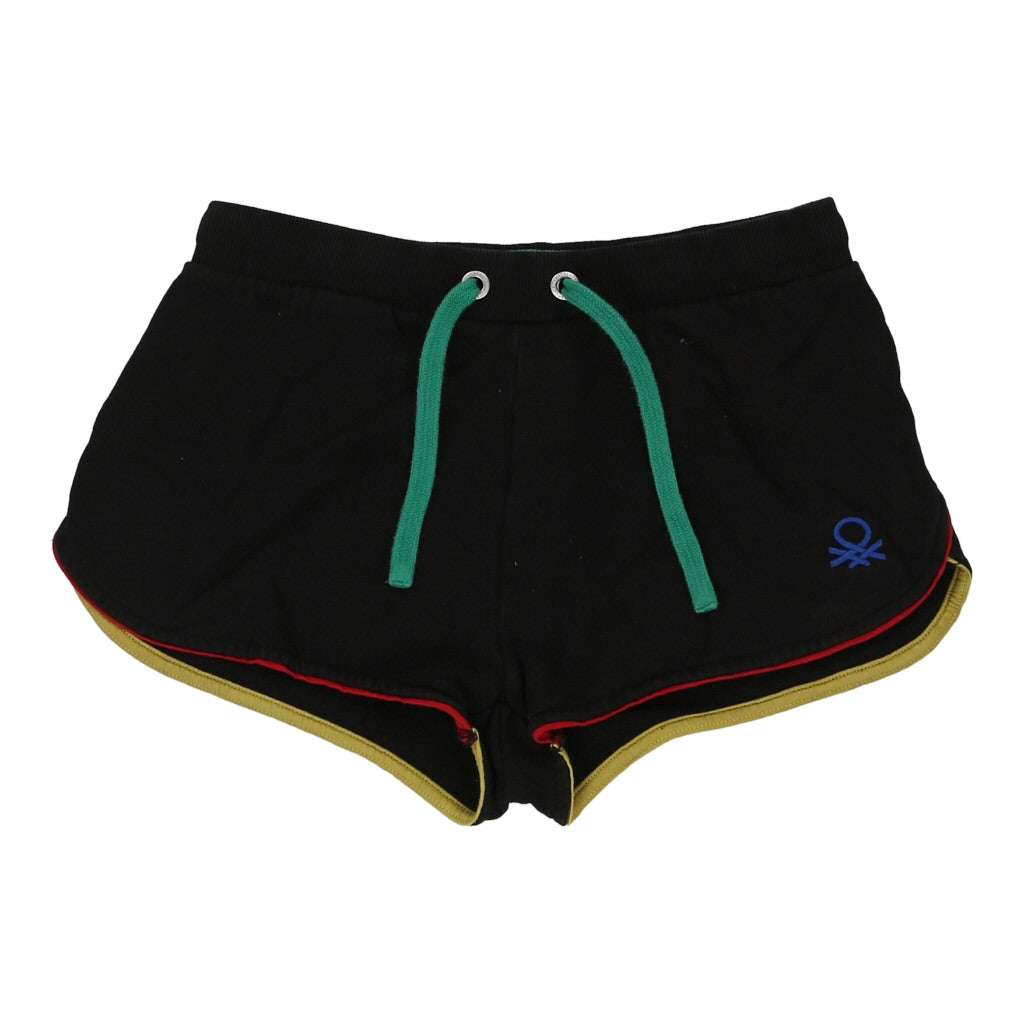 Benetton Sport Shorts - Small Black Cotton Refurbished - Thrifted (note: this is a term often used to describe second- refurbished available on Cerqular