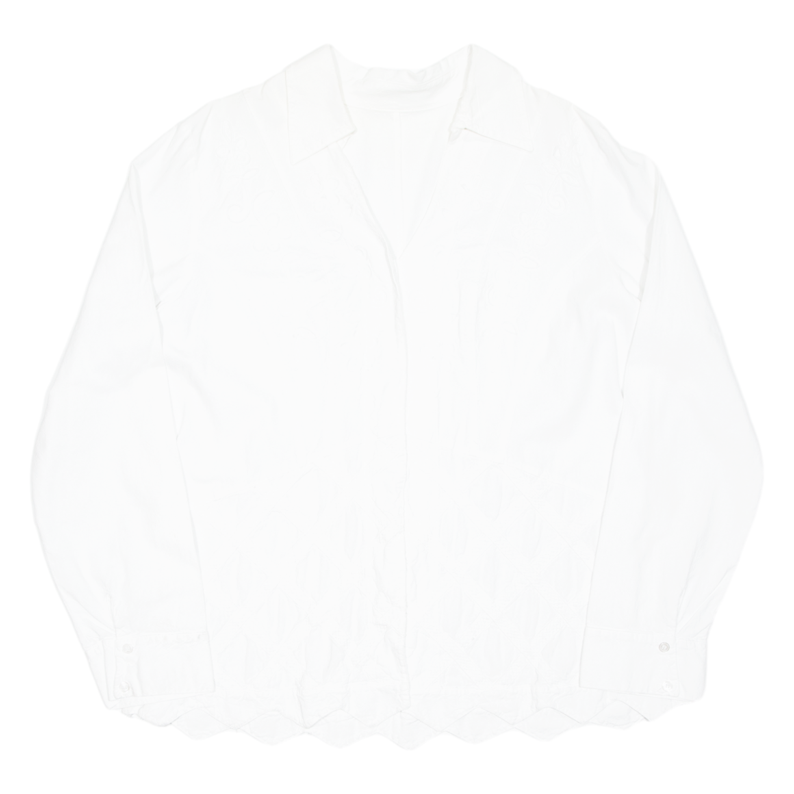 Womens Blouse White V-Neck Long Sleeve Floral L Refurbished - N/A refurbished available on Cerqular