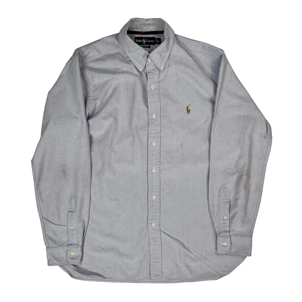 Ralph Lauren Shirt - Large Grey Cotton Refurbished - Thrifted (note: this is a term often used to describe second- refurbished available on Cerqular