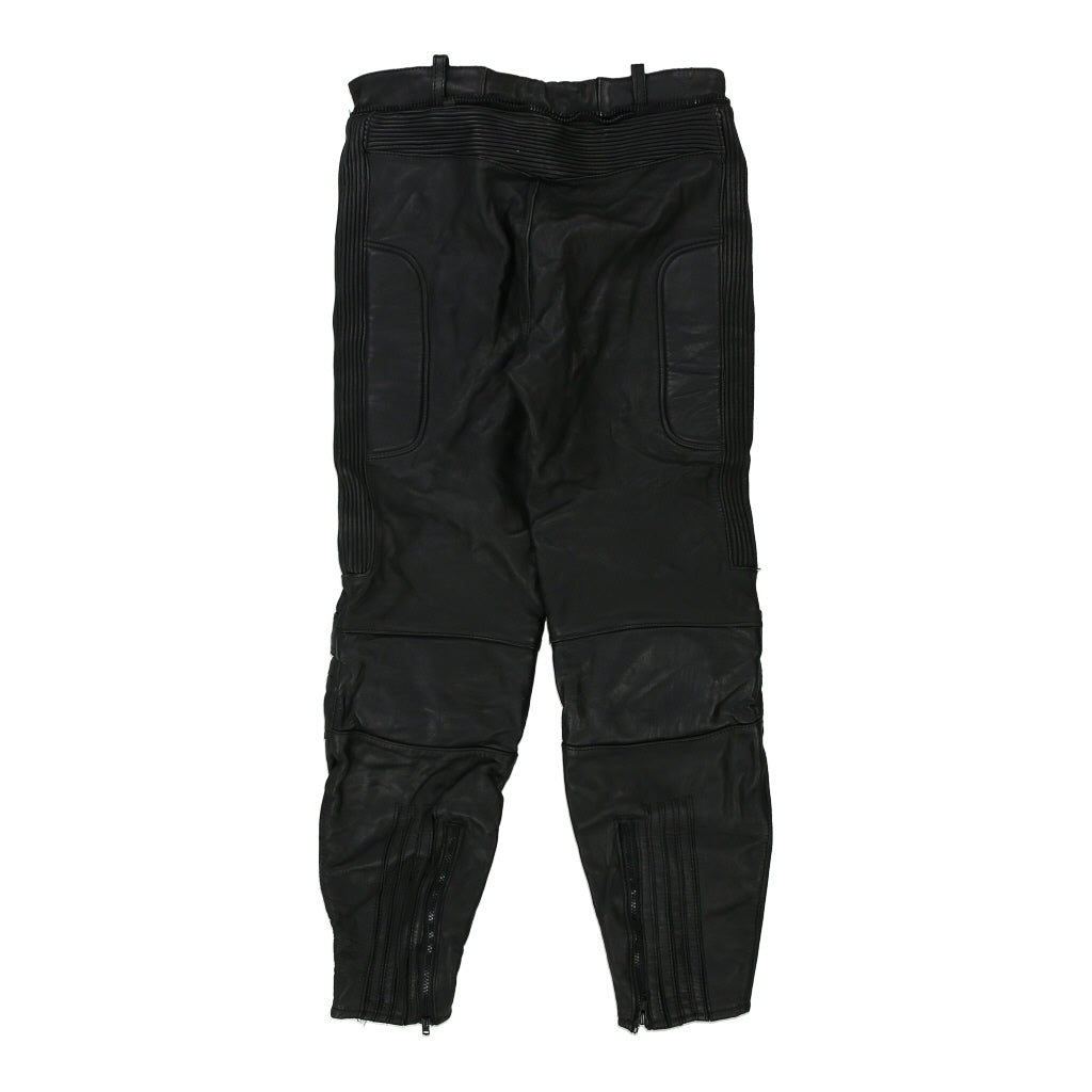 Biker Raberg Trousers - 32W UK 14 Black Leather | Size: UK 14 Refurbished - Thrifted (note: this is a term often used to describe second- refurbished available on Cerqular