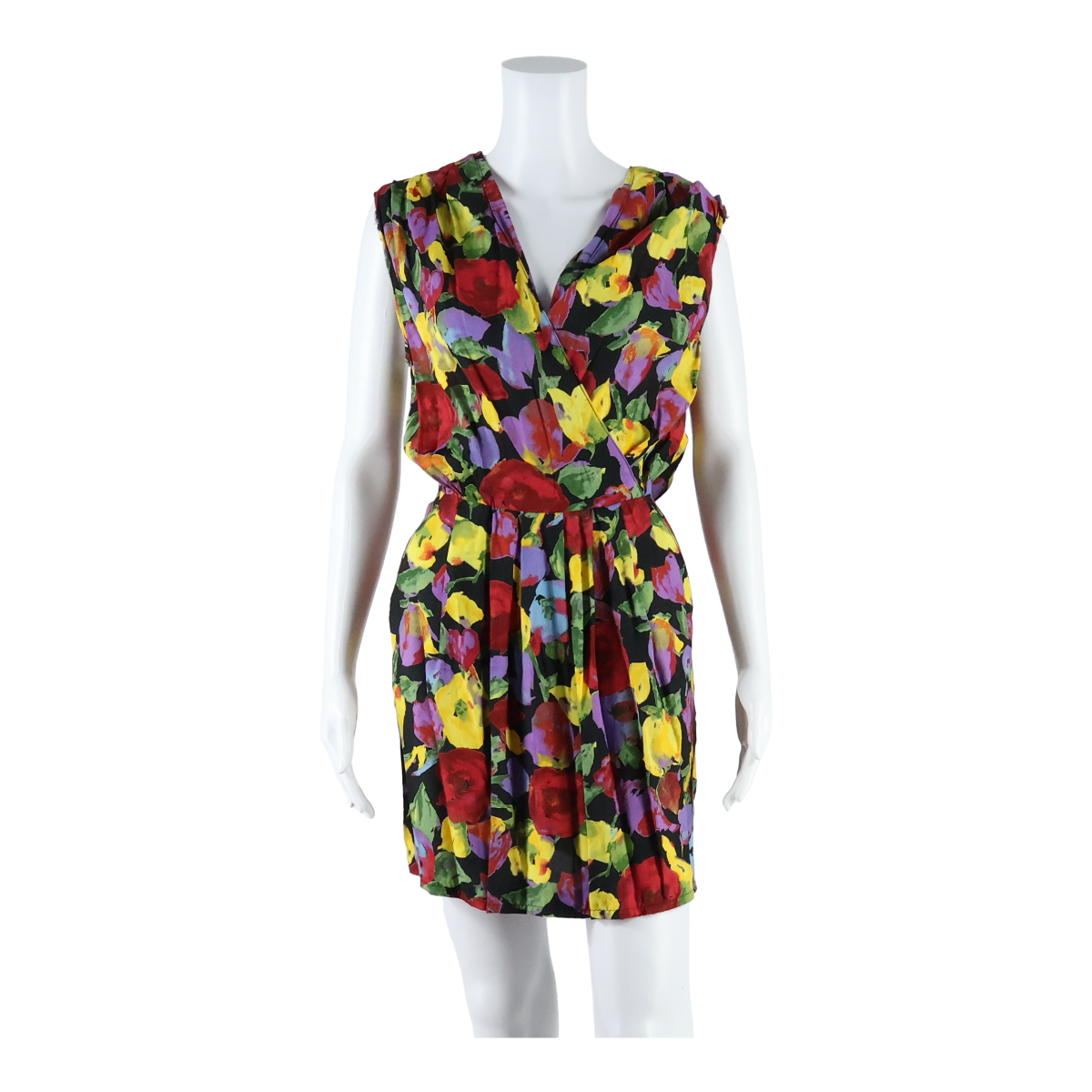 VITTORIA VERANI Womens Wrap Dress Black Floral Sleeveless Short UK 10 Refurbished - N/A refurbished available on Cerqular