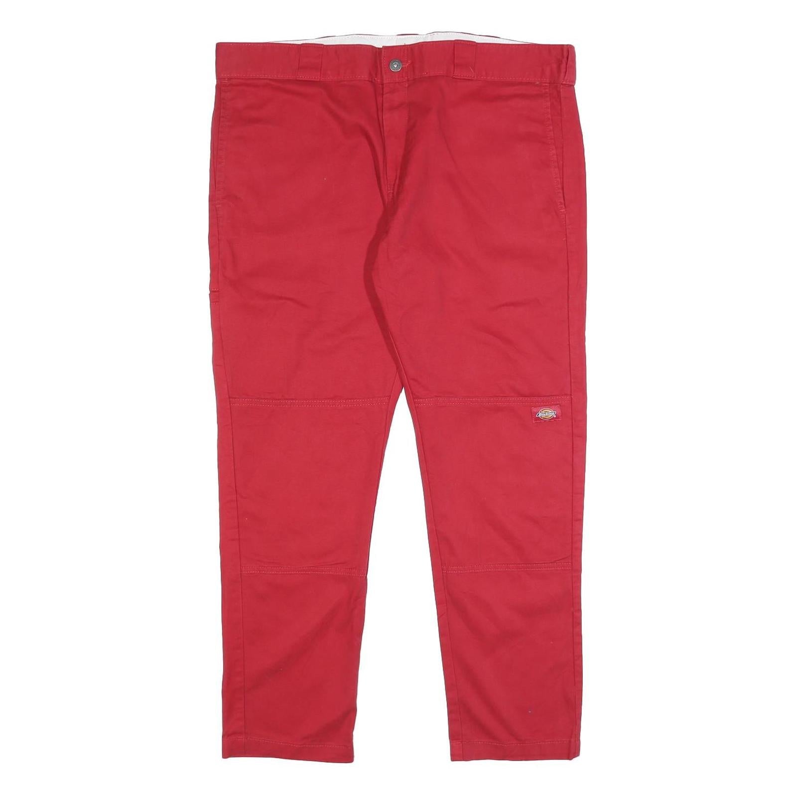 DICKIES Mens Cotton Blend Red Slim Tapered Zip Trousers W38 L30 Workwear Refurbished - N/A refurbished available on Cerqular