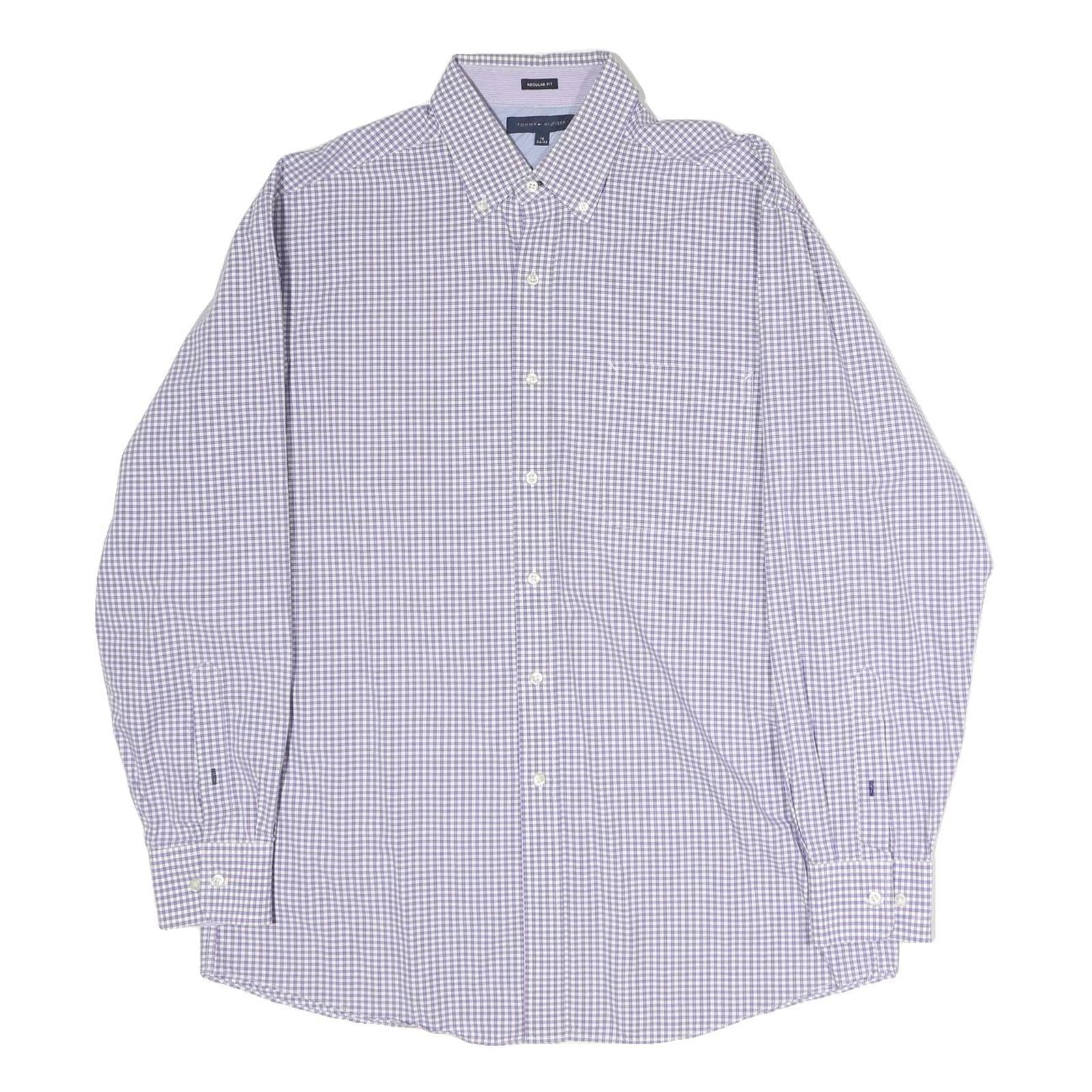 TOMMY HILFIGER Mens Blue & White Check Shirt M Regular Fit Button-Down Collar Refurbished - N/A refurbished available on Cerqular