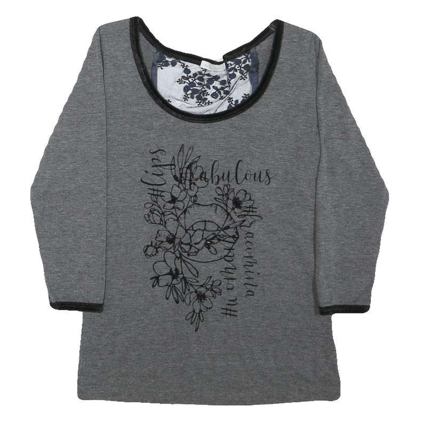 FRACOMINA JEANS Womens Grey Printed Top 3/4 Sleeve Round Neck XS Cotton Blend Refurbished - N/A refurbished available on Cerqular