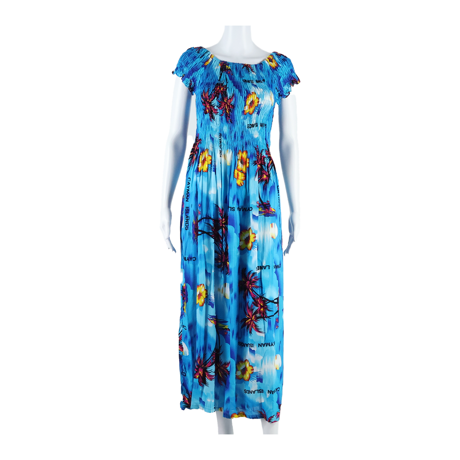 SHORELINE Cayman Islands Stretch Womens A-Line Dress Blue Floral Long S Refurbished - N/A refurbished available on Cerqular