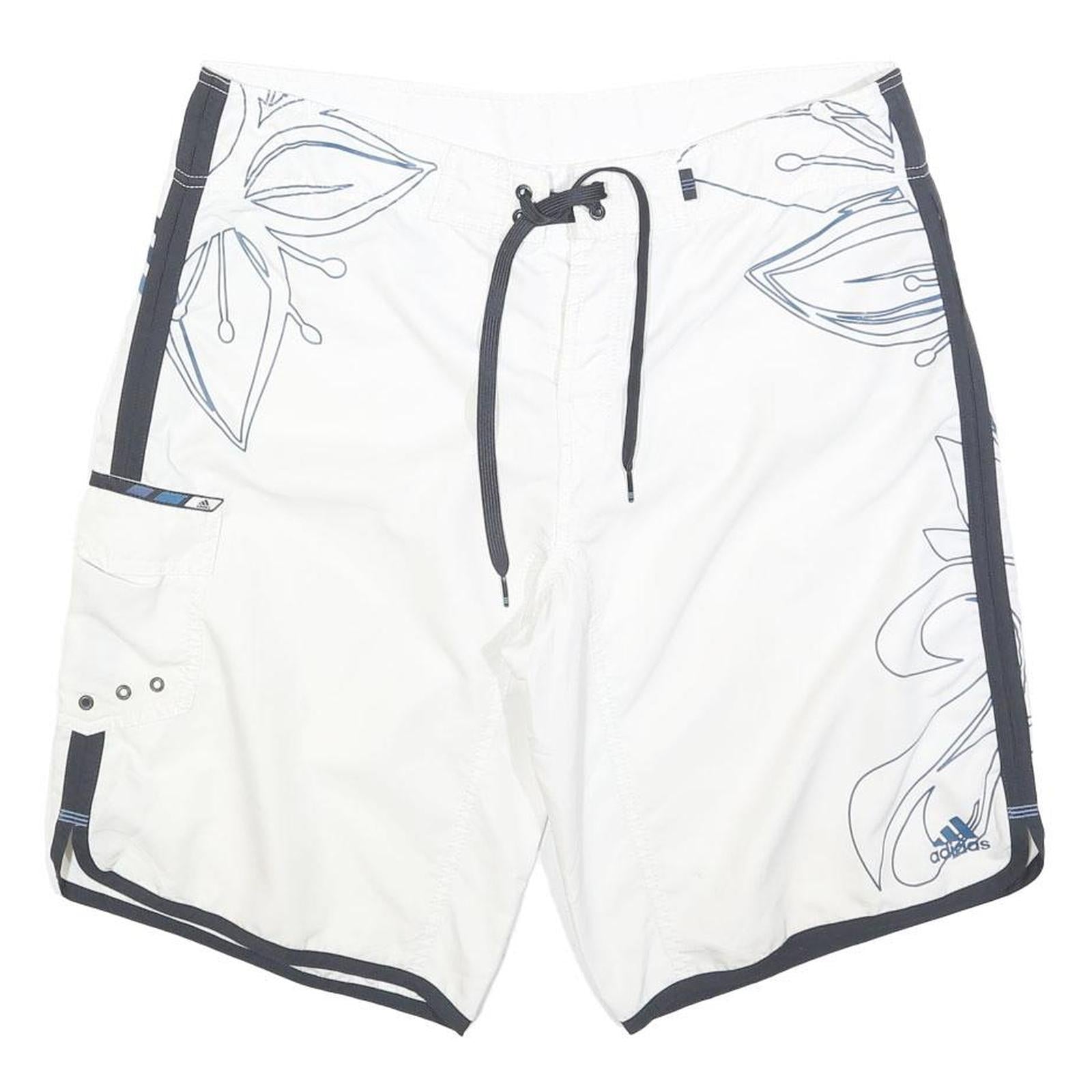 ADIDAS Mens White & Navy Casual Swimming Shorts L W36 Drawstring Cargo Pocket Refurbished - N/A refurbished available on Cerqular