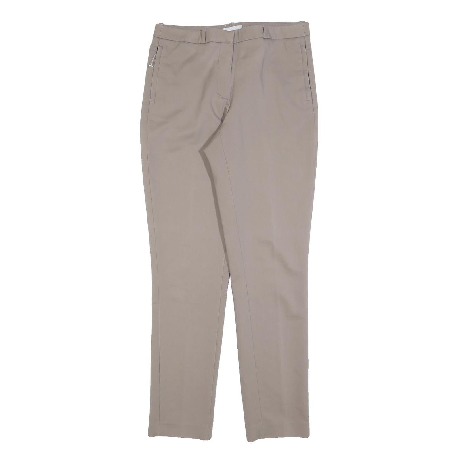 H&M Womens Cotton Blend Beige Slim Straight Trousers W30 L30 Formal Smart Refurbished - N/A refurbished available on Cerqular