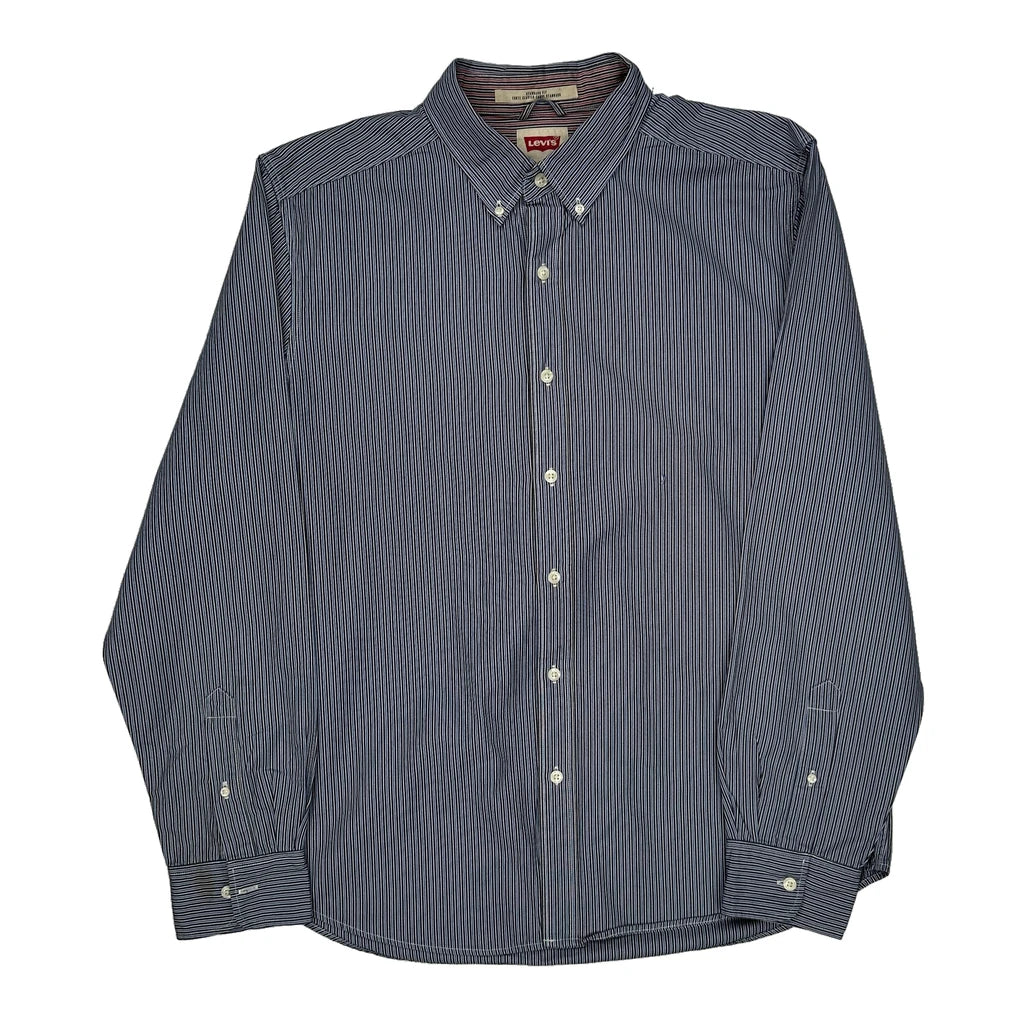 Levis Striped Shirt - Large Blue Cotton Refurbished - Thrifted (note: this is a term often used to describe second- refurbished available on Cerqular