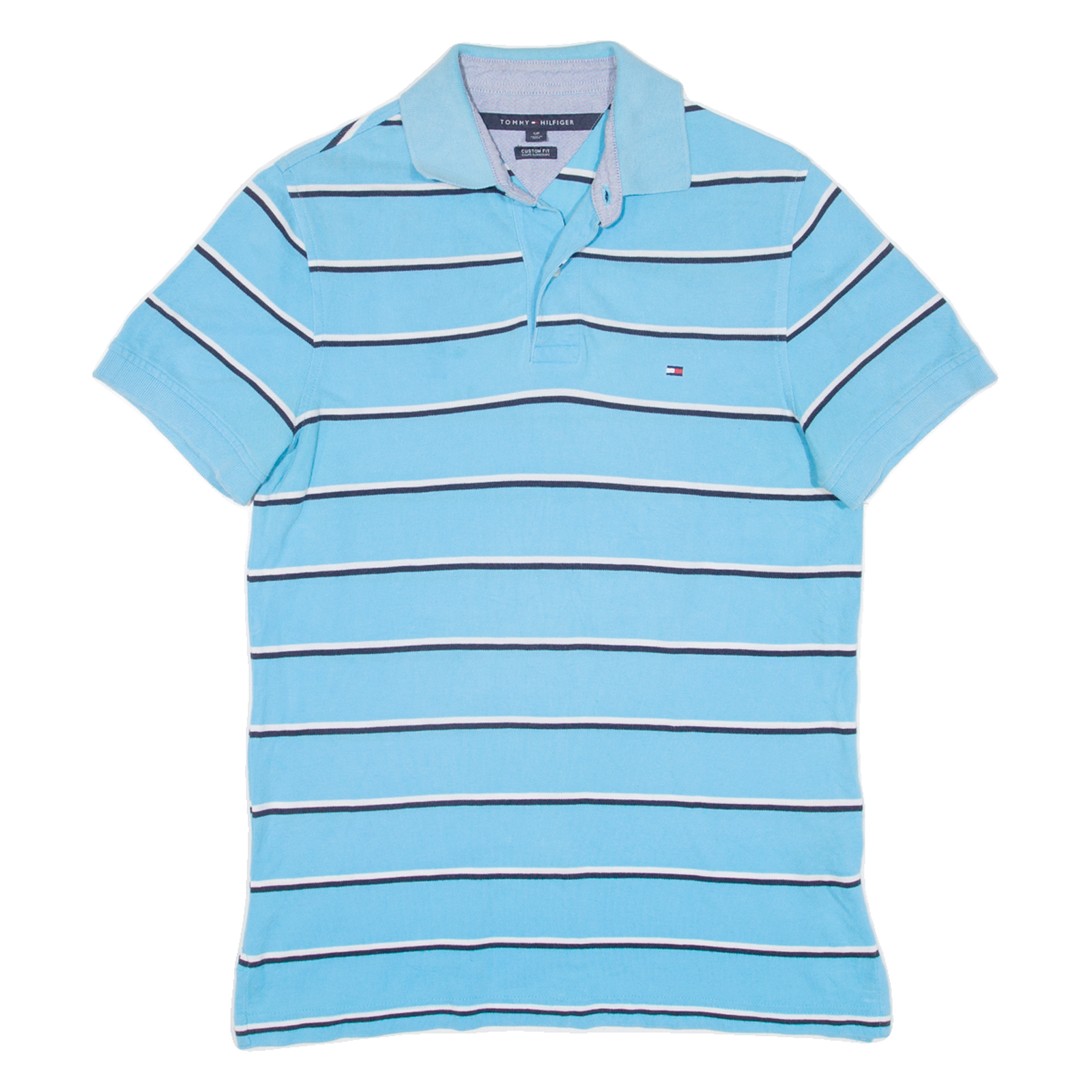 TOMMY HILFIGER Custom Fit Mens Polo Shirt Blue Striped S Refurbished - N/A refurbished available on Cerqular