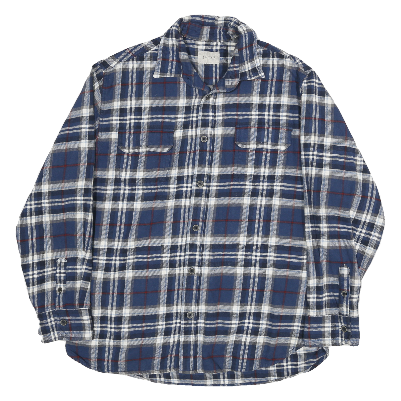 JACHS Mens Blue & White Check Shirt L Cotton Blend Long Sleeve Casual Refurbished - N/A refurbished available on Cerqular