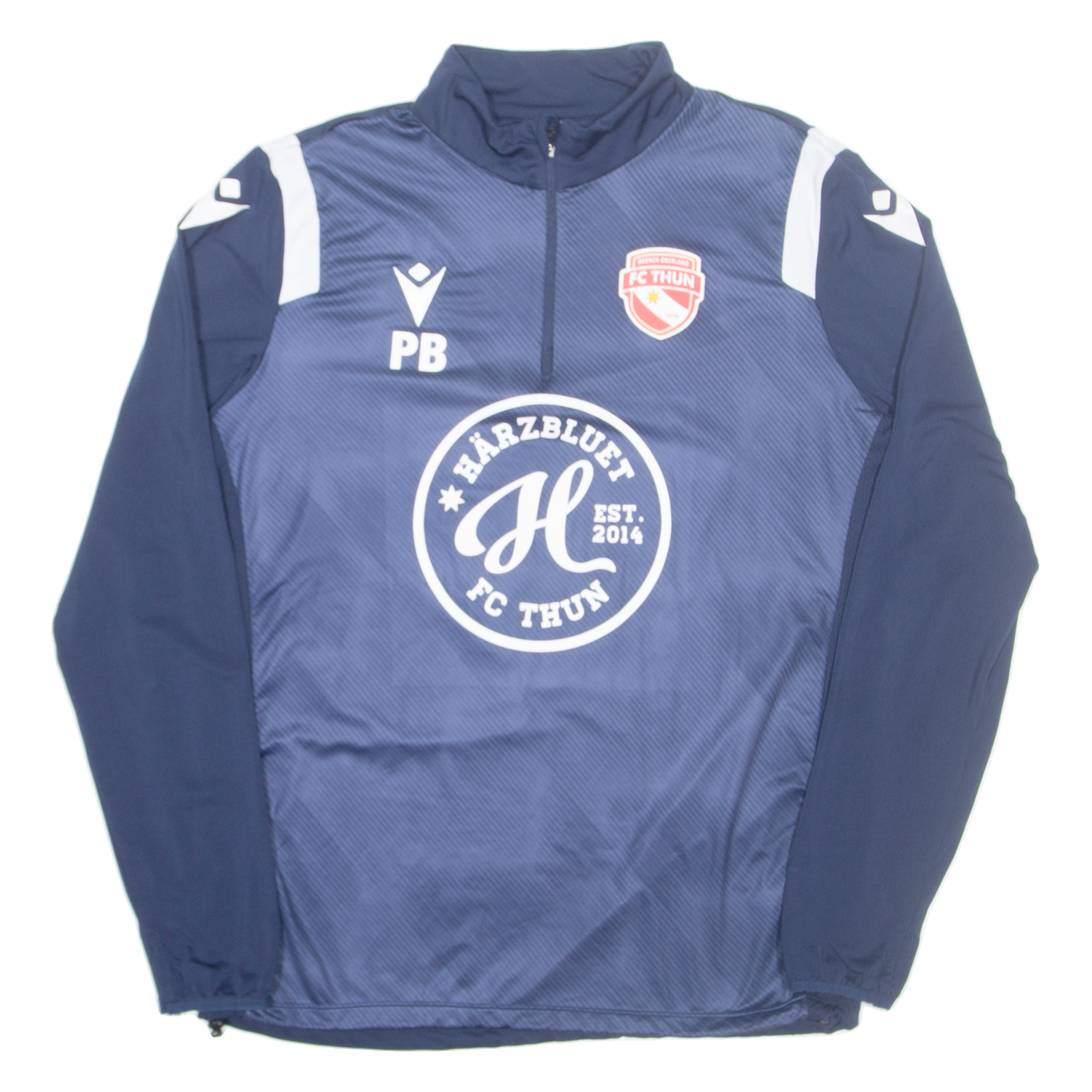 MACRON FC Thun Switzerland Mens Football Shirt Jersey Blue 1/4 Zip XL Refurbished - N/A refurbished available on Cerqular