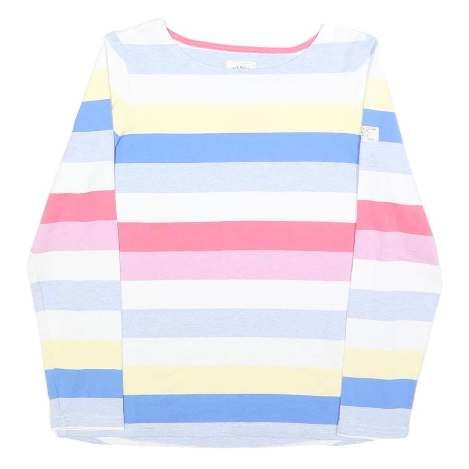 JOULES Womens Blue White Pink Striped Basic Top Long Sleeve Round Neck UK 12 Refurbished - N/A refurbished available on Cerqular