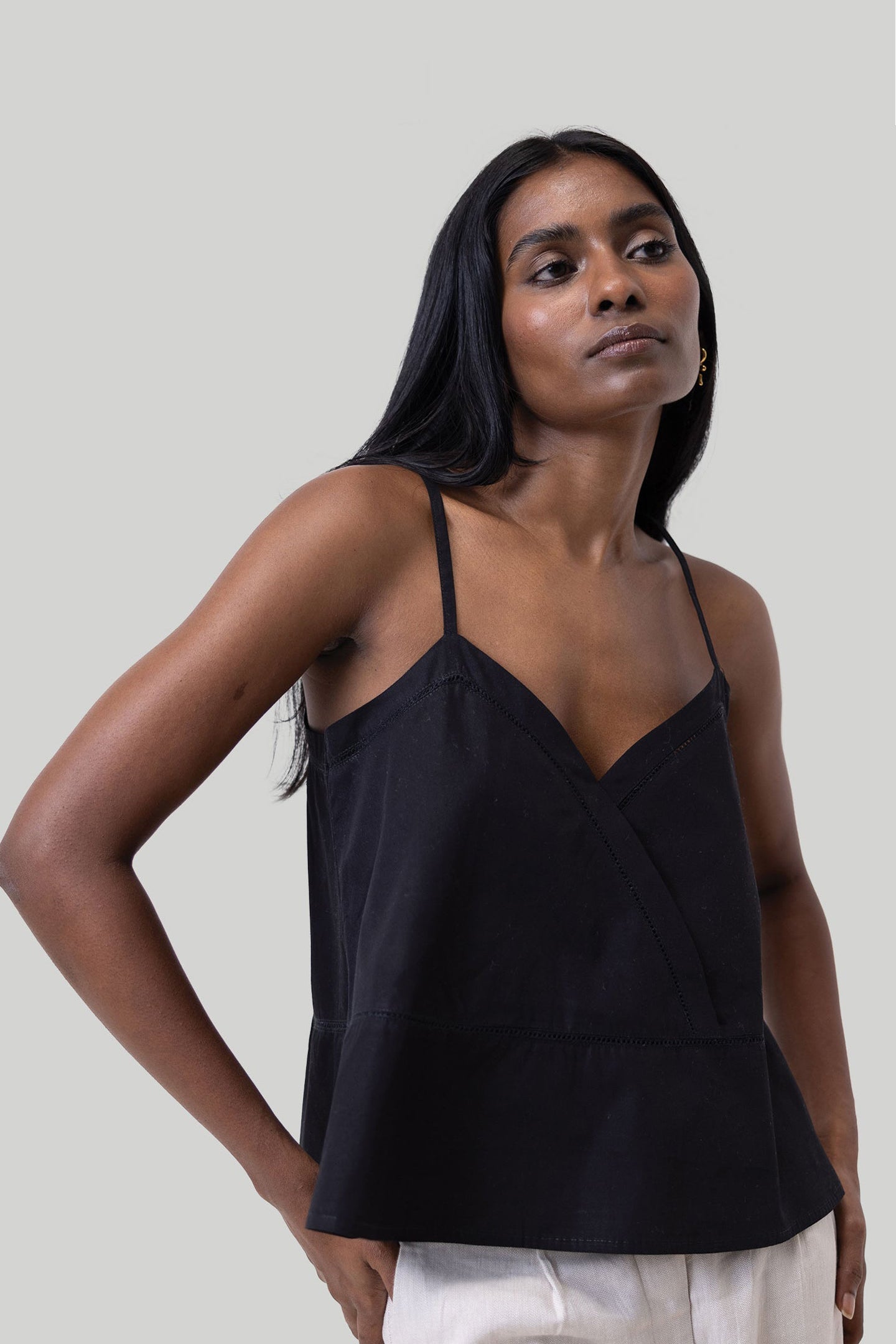 V-neck Lace Camisole in Black | Color: Black | Size: M Refurbished - Resistor (Note: This is a generic term for an electronic component, refurbished available on Cerqular