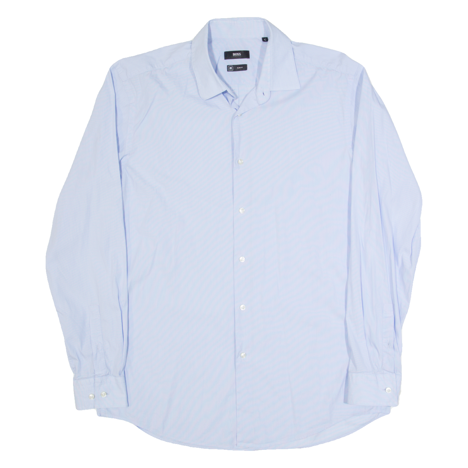 BOSS HUGO BOSS Slim Fit Mens Plain Shirt Blue Long Sleeve L Refurbished - N/A refurbished available on Cerqular