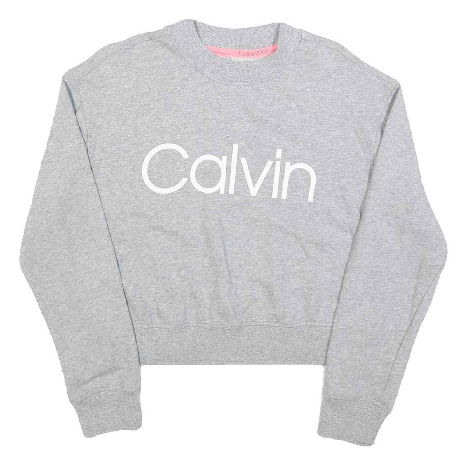 CALVIN KLEIN Womens Grey Sweatshirt Crew Neck L Cotton Blend Pullover Casual Refurbished - N/A refurbished available on Cerqular