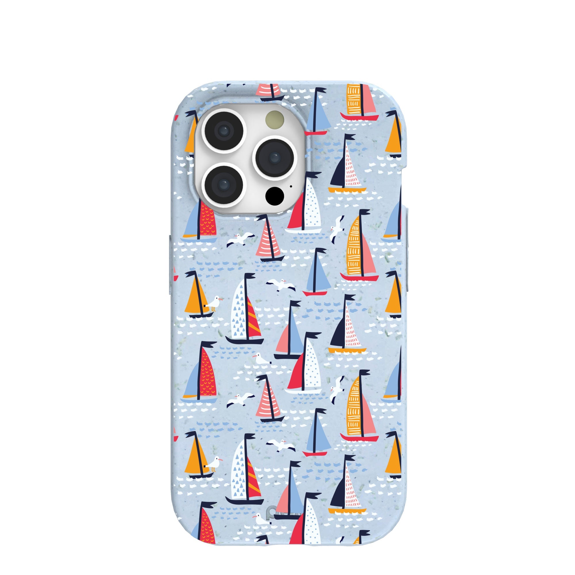 Powder Blue Sails and Seagulls iPhone 15 Pro Case Refurbished - Pela Case refurbished available on Cerqular