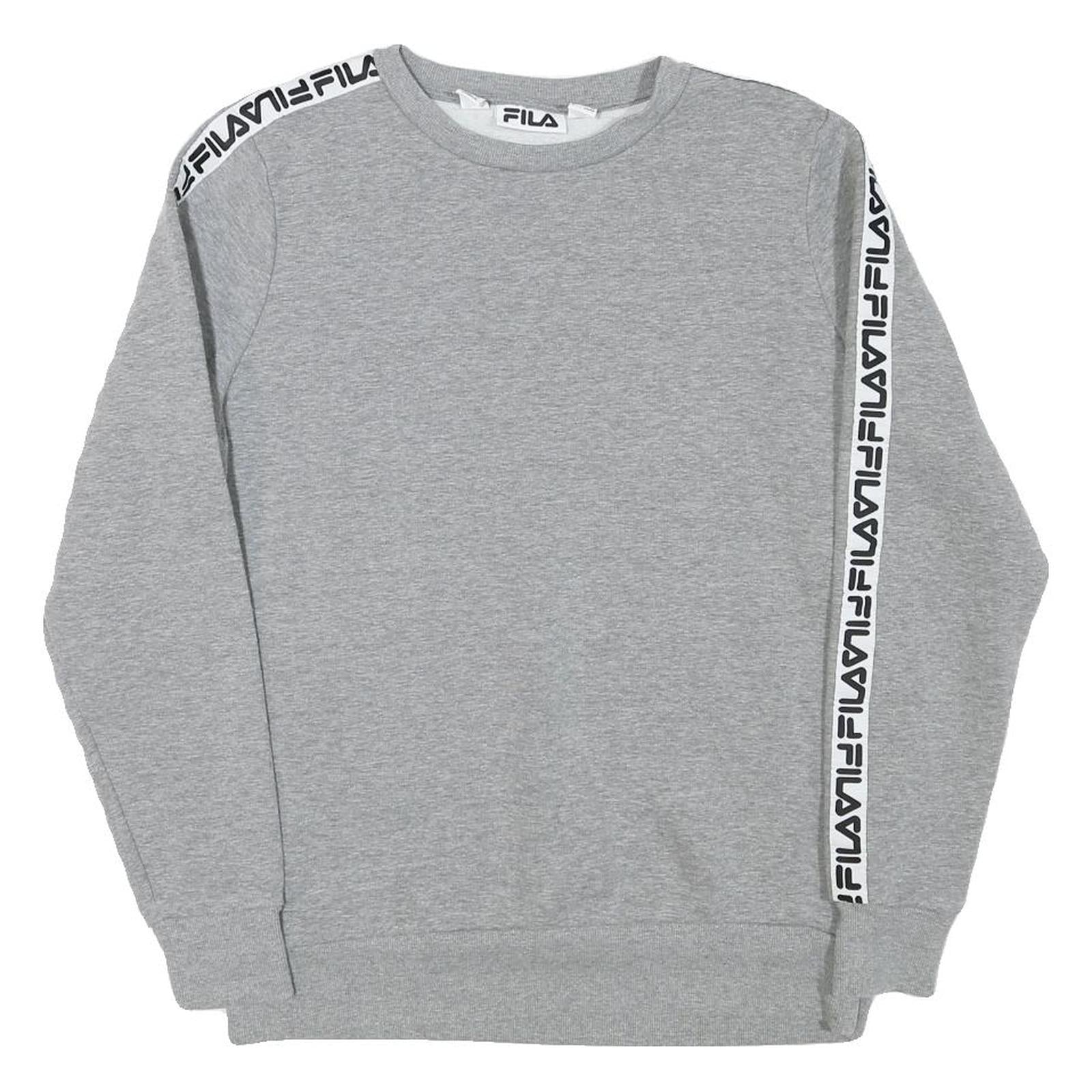 FILA Womens Grey Sweatshirt Crew Neck UK 14 Logo Tape Sleeve Casual Pullover Refurbished - N/A refurbished available on Cerqular