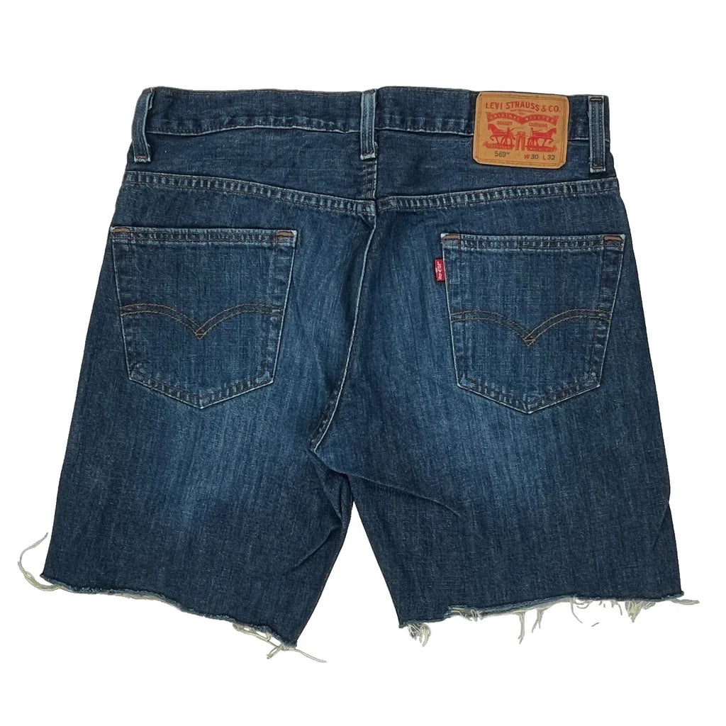 Levis Denim Shorts - 31W 10L Blue Denim Refurbished - Thrifted (note: this is a term often used to describe second- refurbished available on Cerqular
