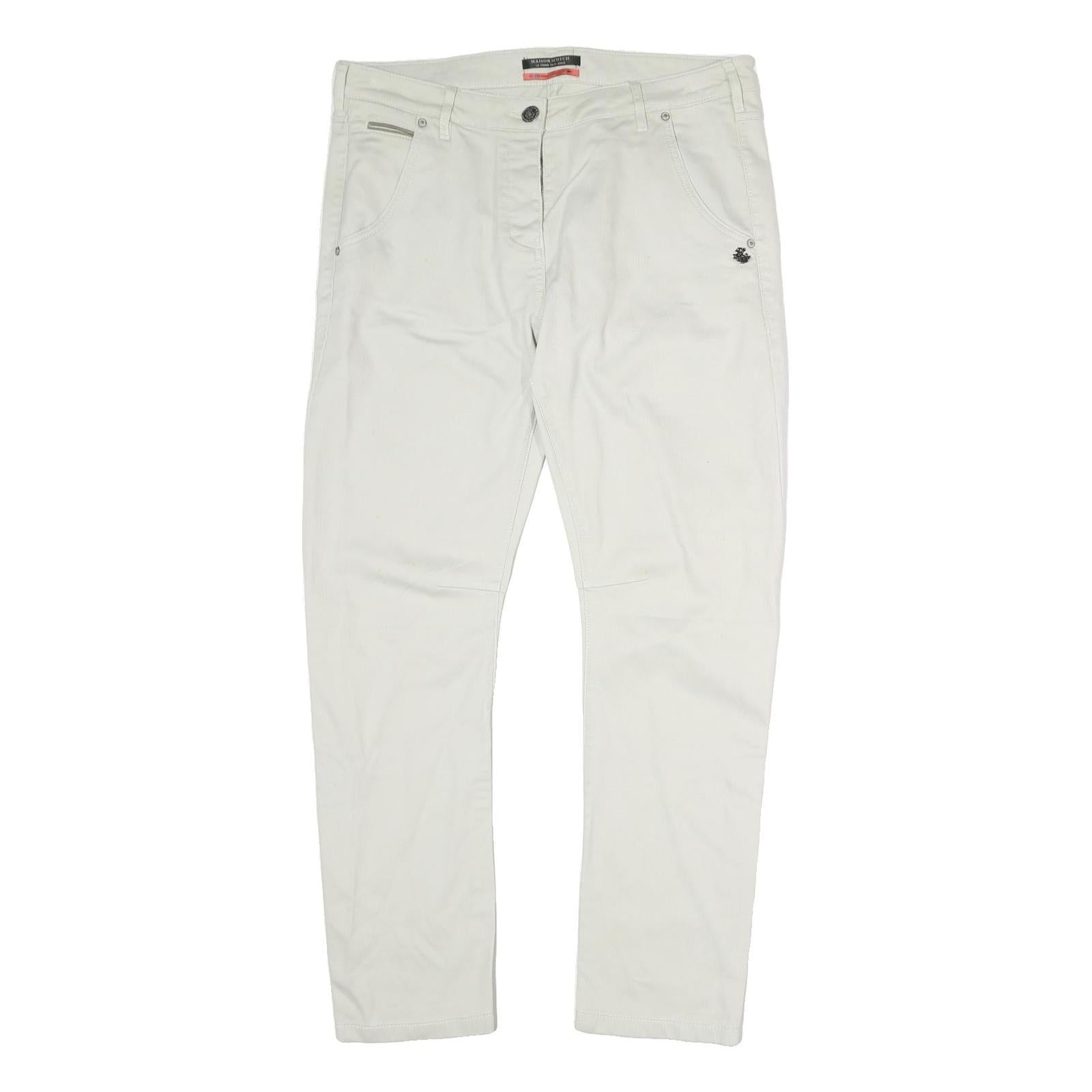 MAISON SCOTCH Mens Cotton White Regular Fit Straight Leg Trousers W34 L28 Refurbished - N/A refurbished available on Cerqular