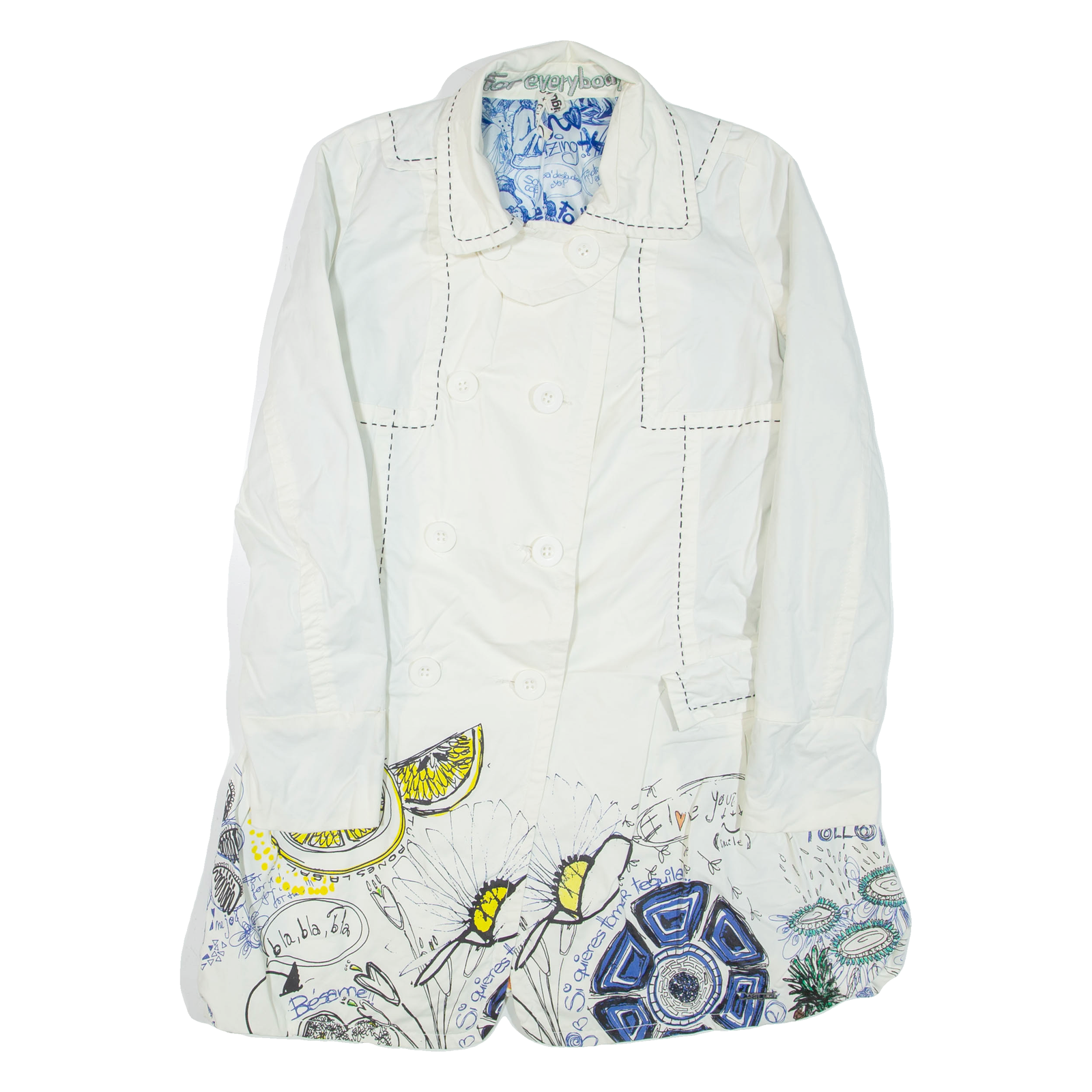 DESIGUAL Womens Jacket White Crazy Pattern L Refurbished - N/A refurbished available on Cerqular