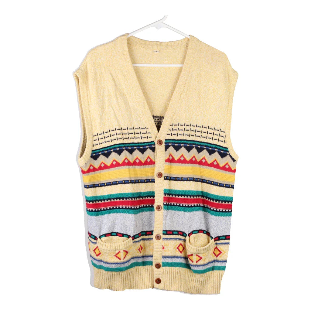 Unbranded Sweater Vest - 2XL Cream Cotton Refurbished - Thrifted (note: this is a term often used to describe second- refurbished available on Cerqular
